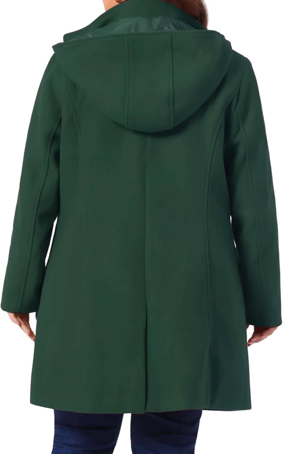 Agnes Orinda Peacoat for Women Plus Size Elegant Single Breasted Detachable Hooded Overcoat Trench Coat Jacket