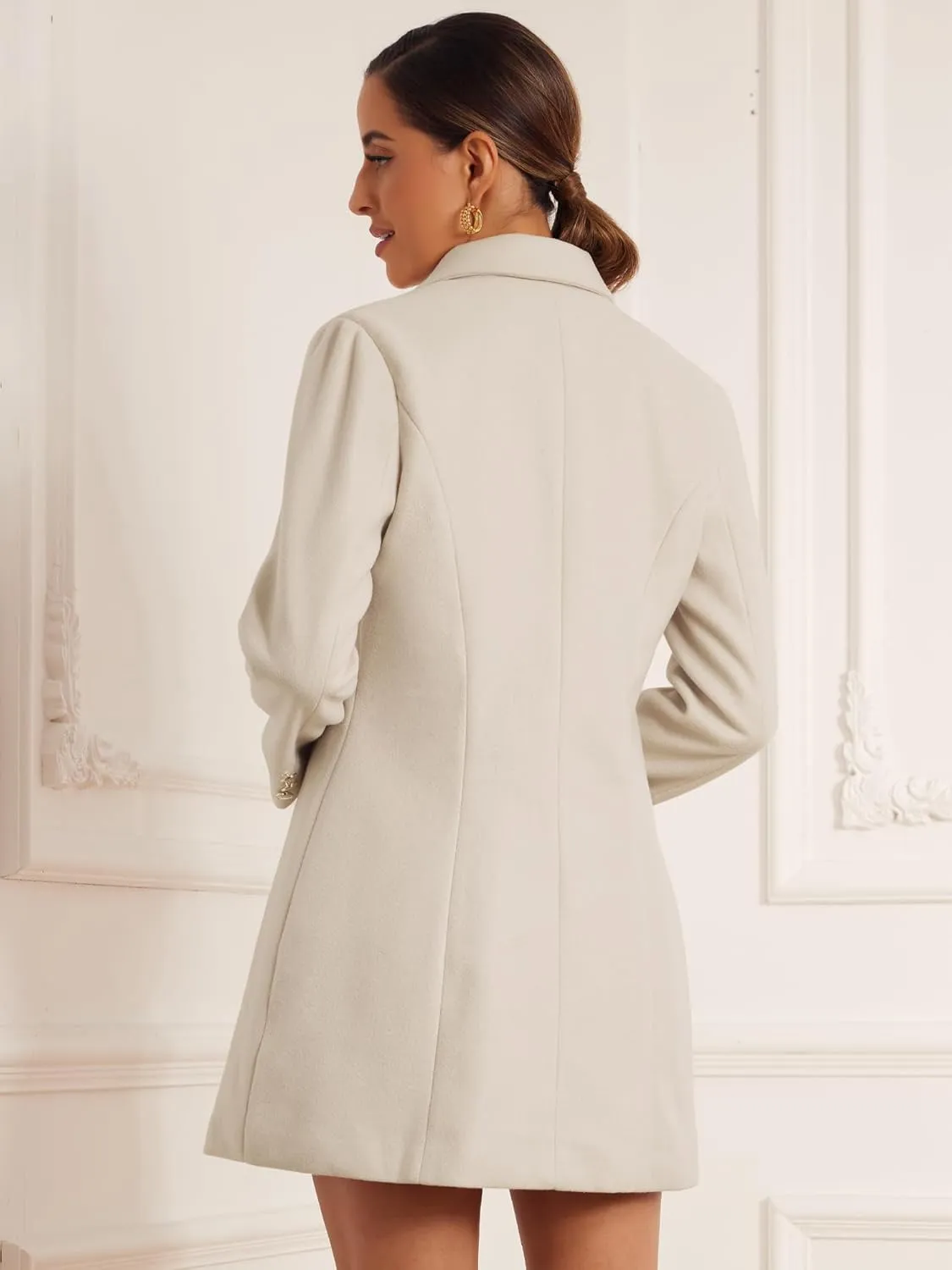 Allegra K Winter Peacoat for Women's Notch Lapel Trench Double Breasted Coats
