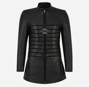 ARCADIA Women Black Leather Coat Long Leather Jacket