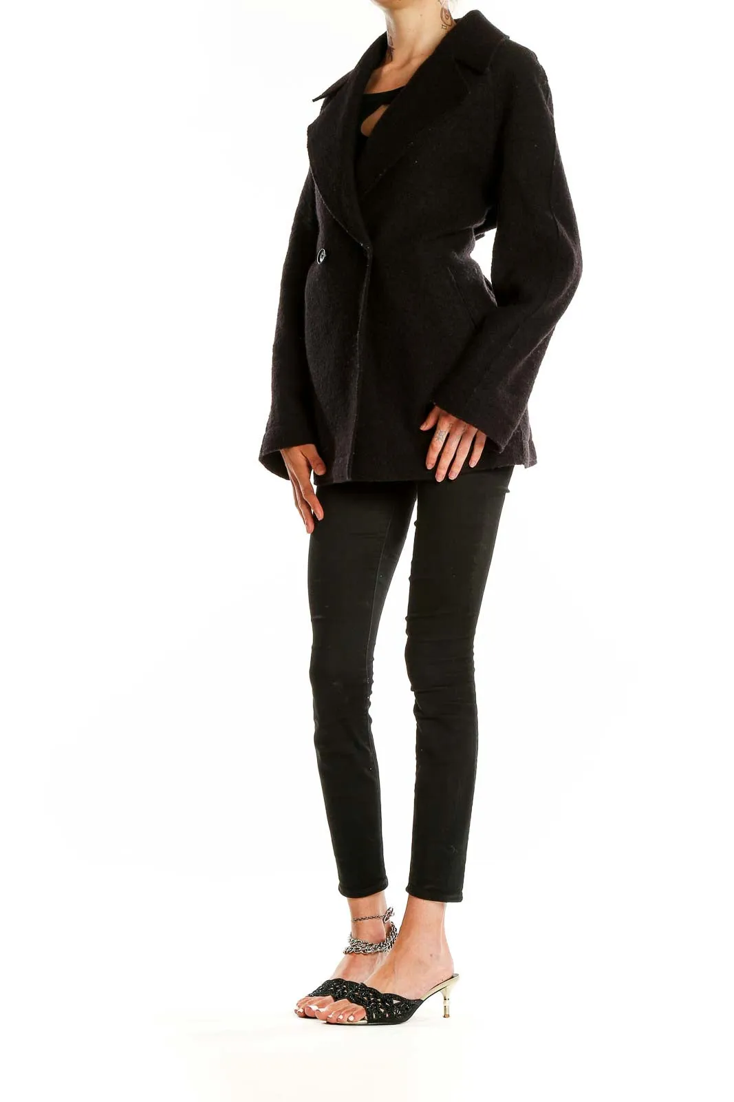 Black Double-Breasted Peacoat