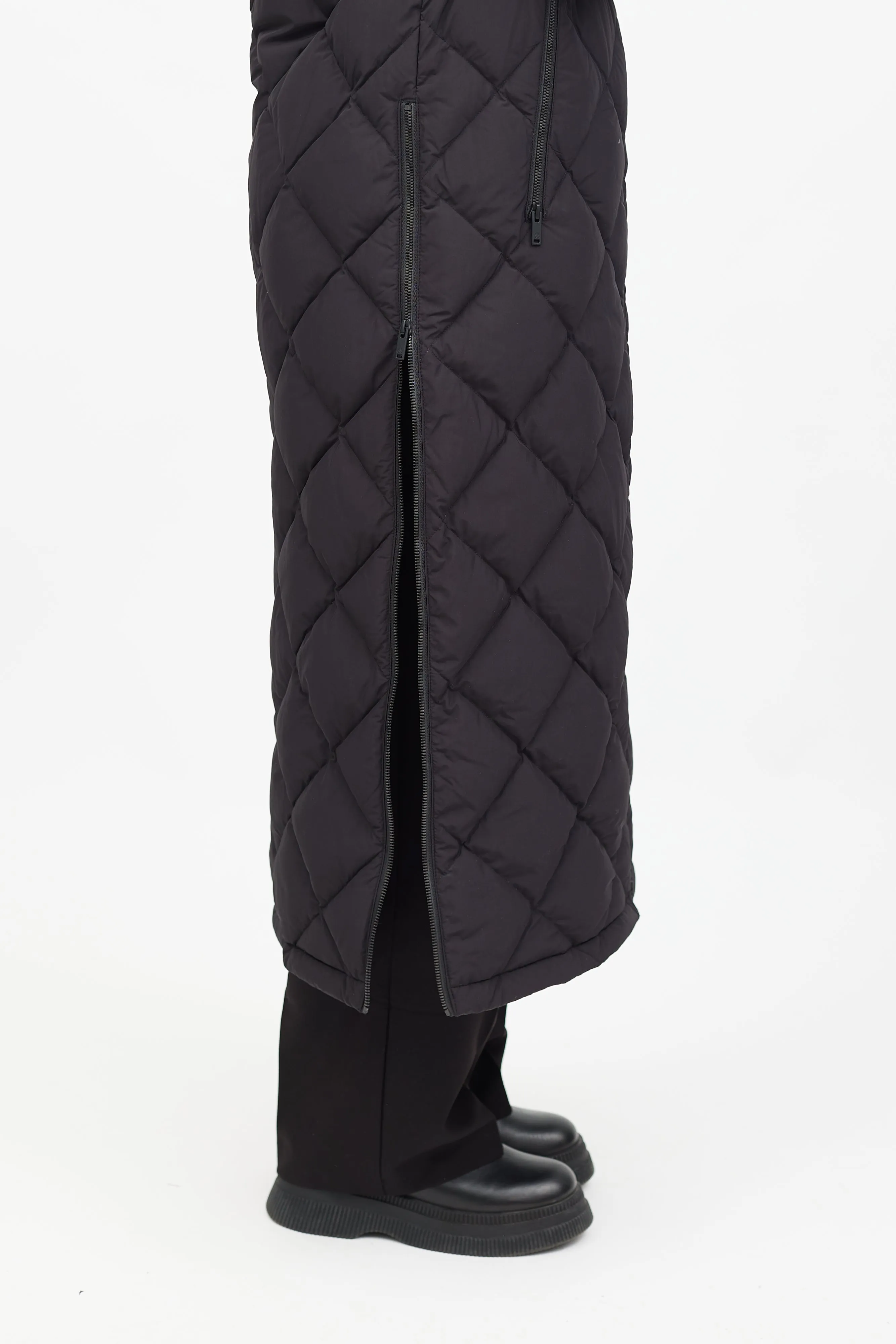 Black Nylon Quilted Parka