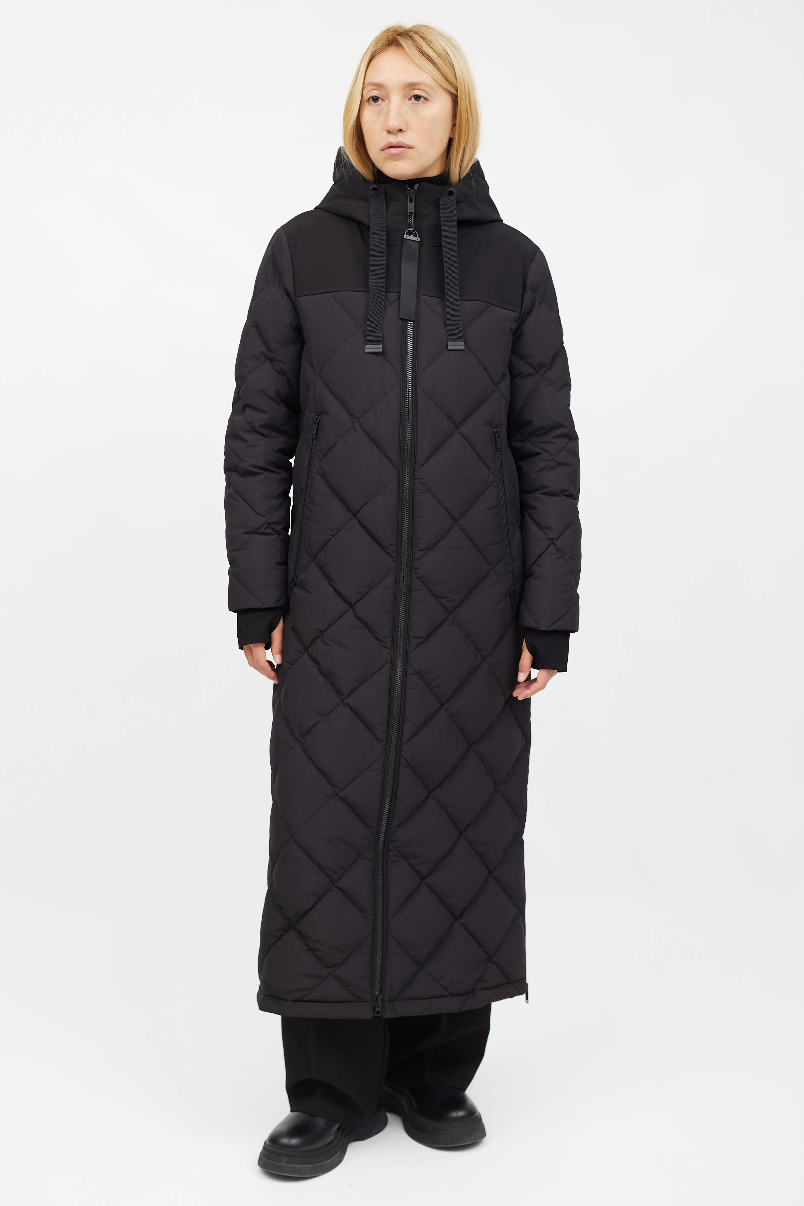 Black Nylon Quilted Parka