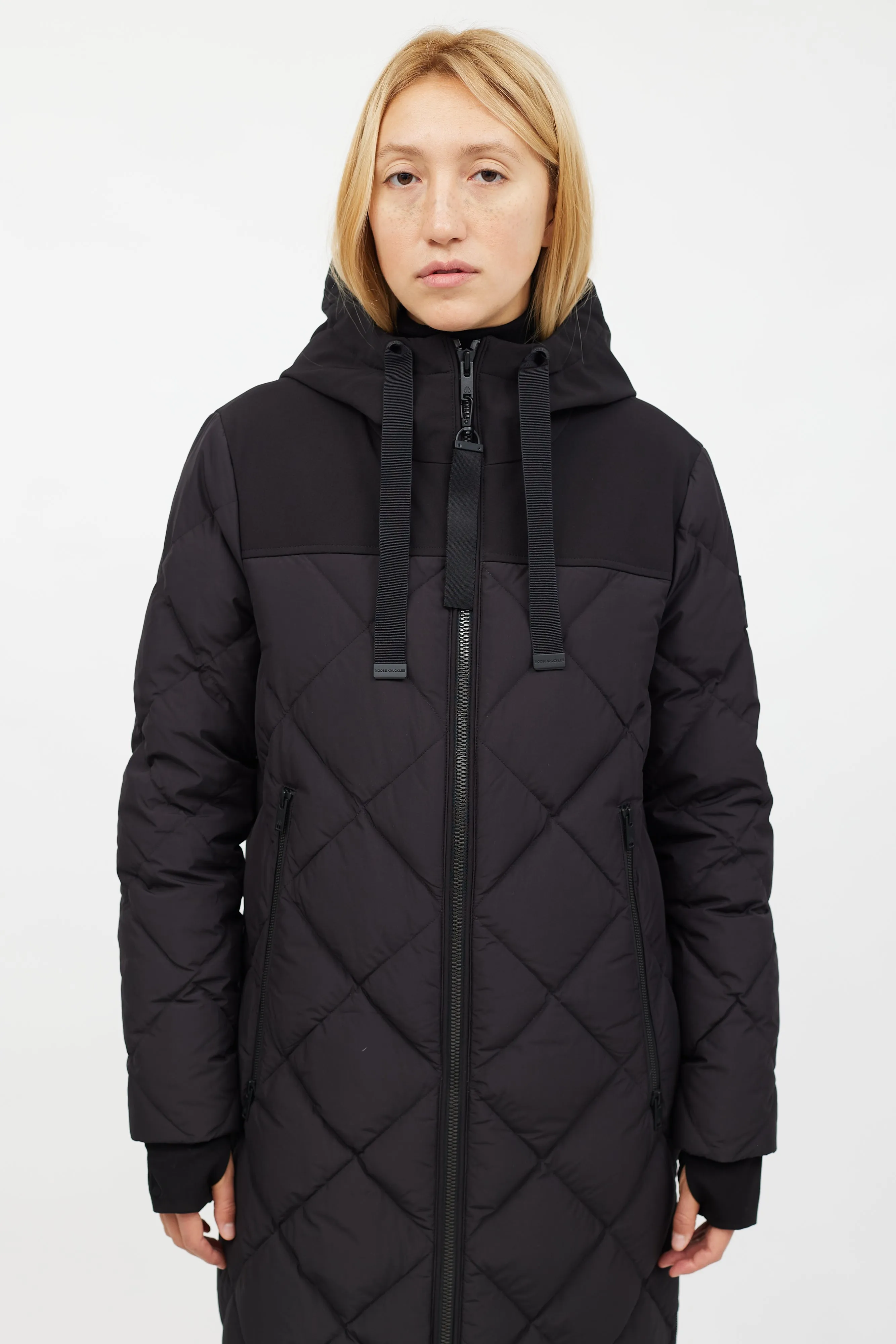 Black Nylon Quilted Parka