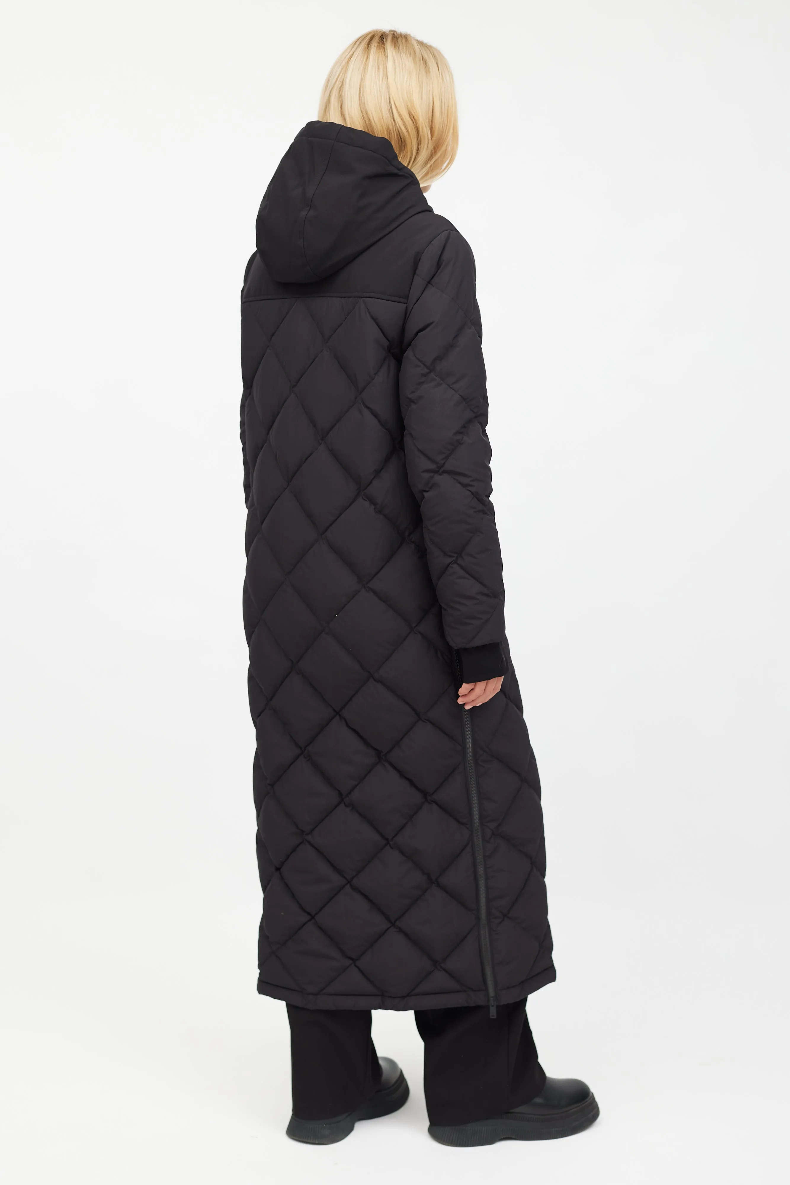 Black Nylon Quilted Parka