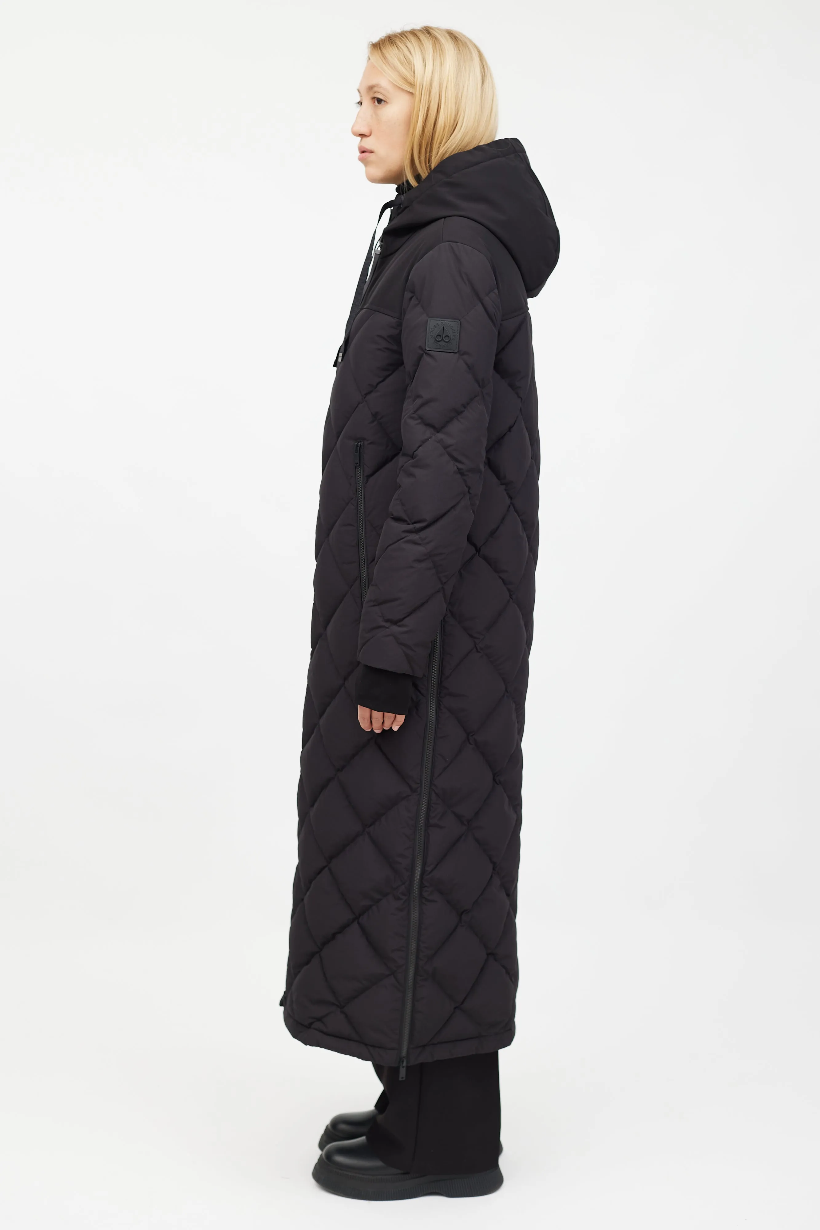 Black Nylon Quilted Parka