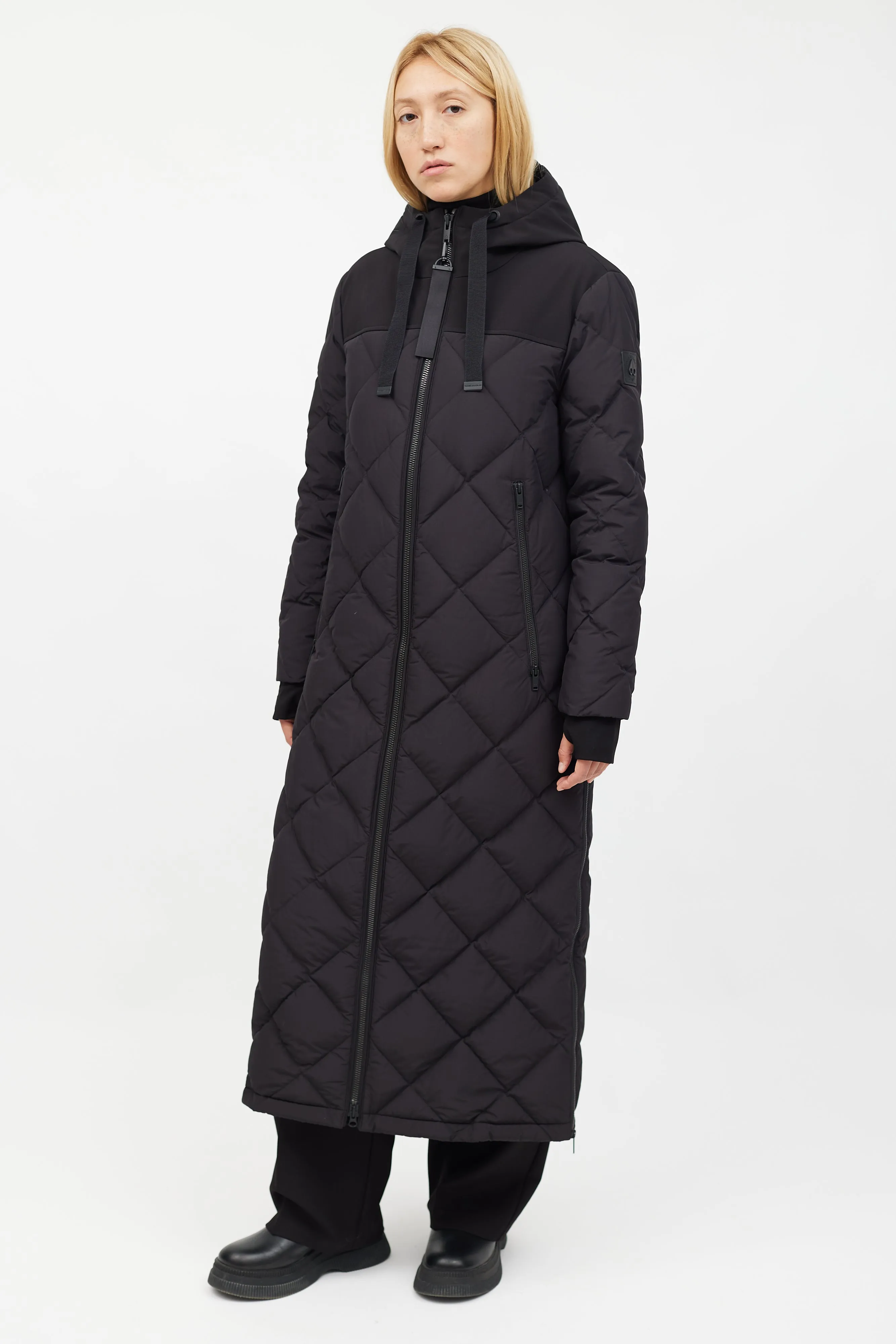 Black Nylon Quilted Parka
