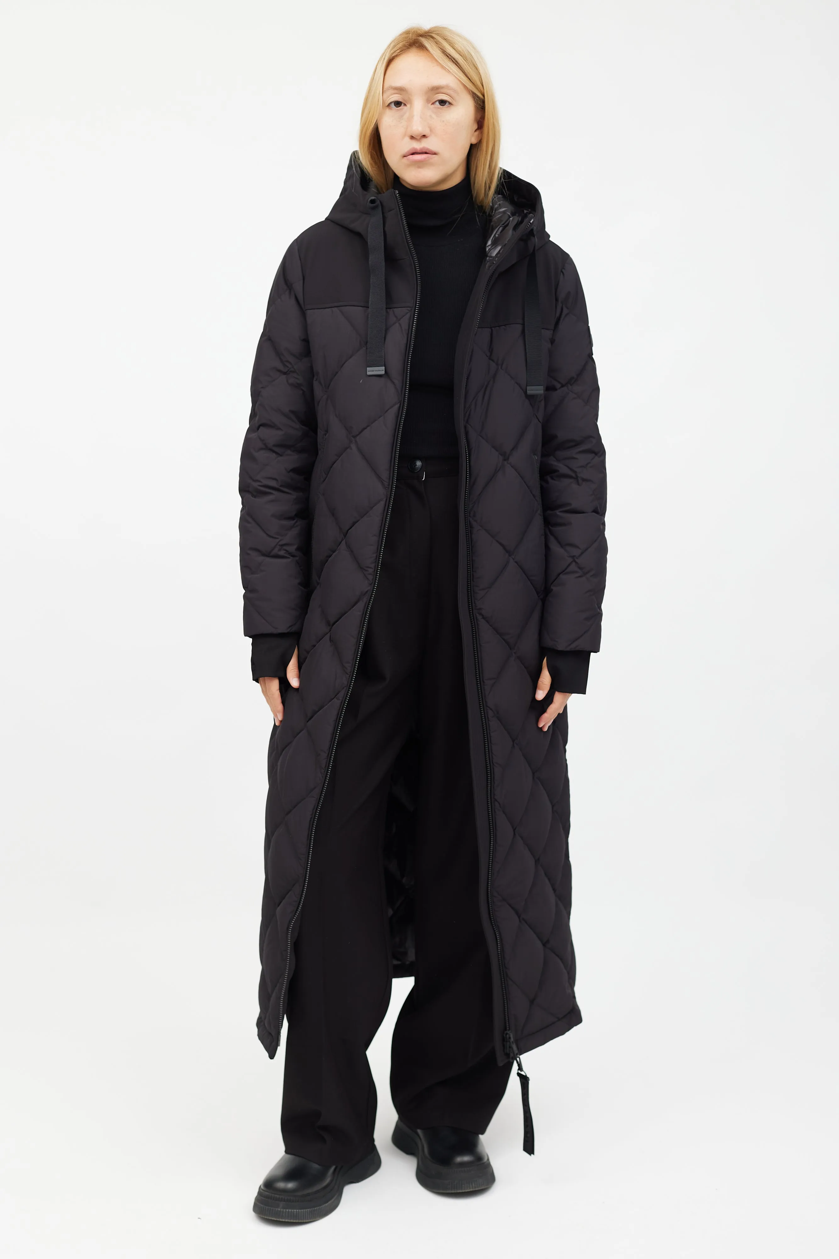 Black Nylon Quilted Parka