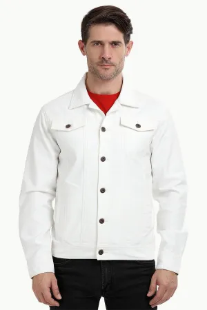 Buttoned White Denim Jacket