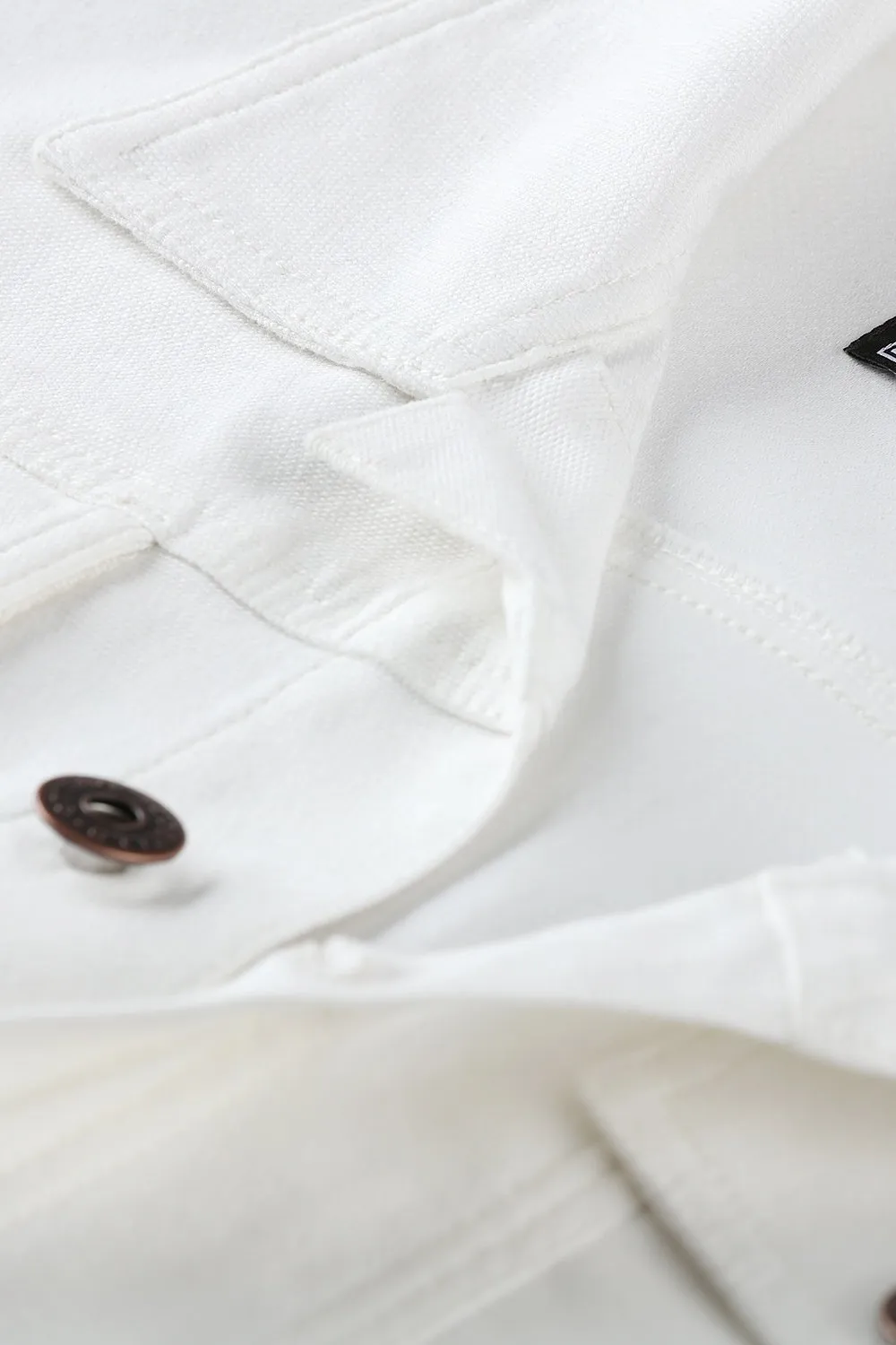 Buttoned White Denim Jacket