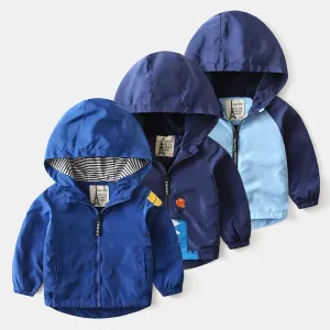 Cartoon Striped Children Hardshell Jacket For Boys
