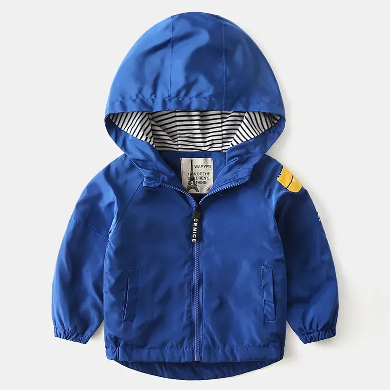 Cartoon Striped Children Hardshell Jacket For Boys
