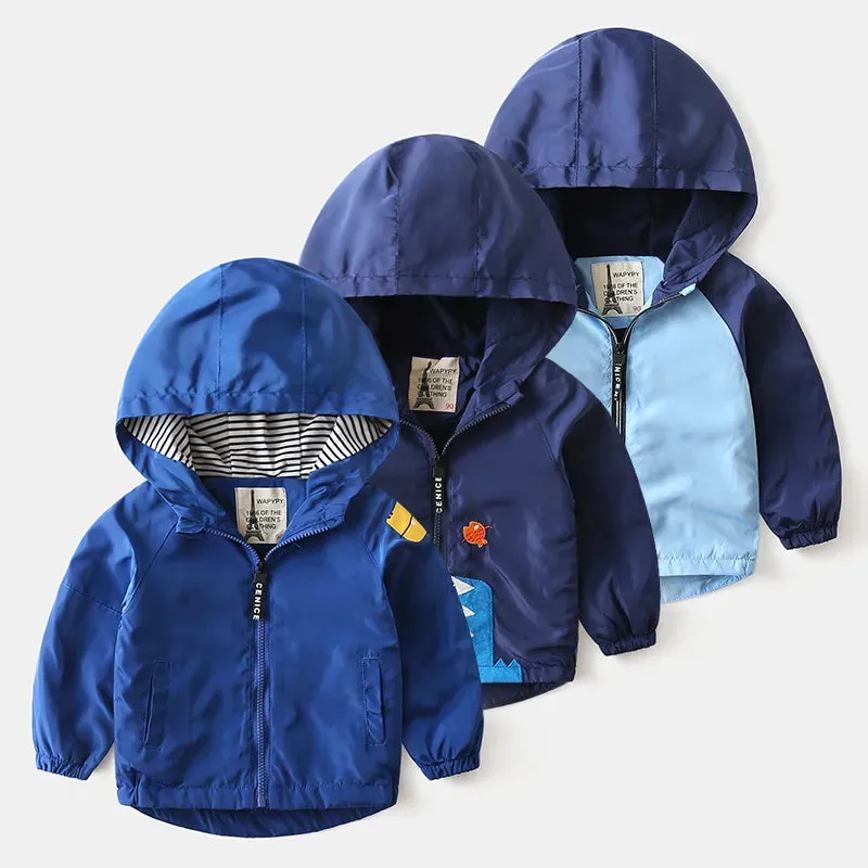 Cartoon Striped Children Hardshell Jacket For Boys