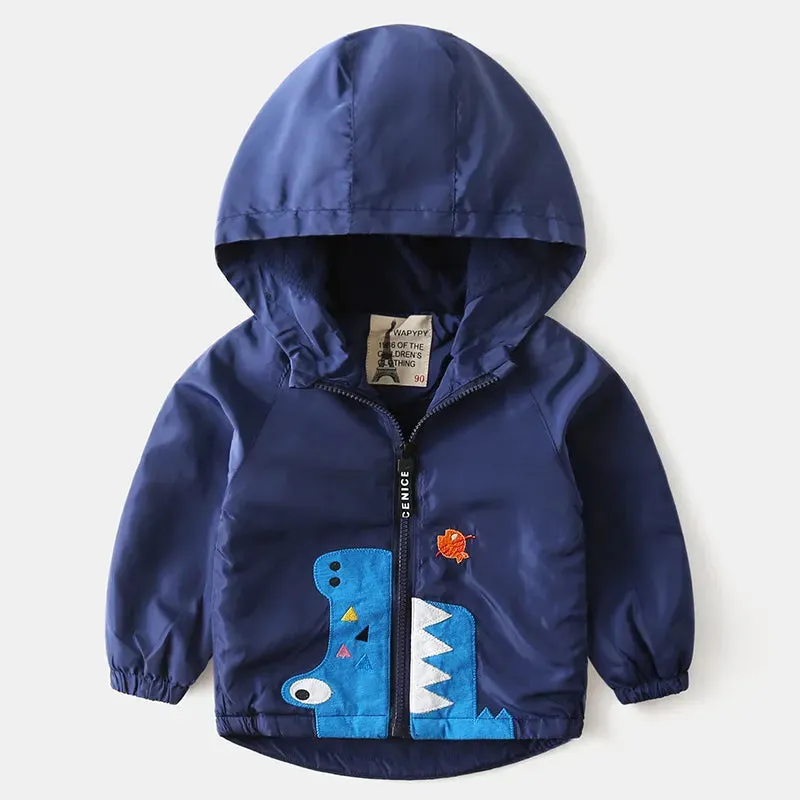 Cartoon Striped Children Hardshell Jacket For Boys