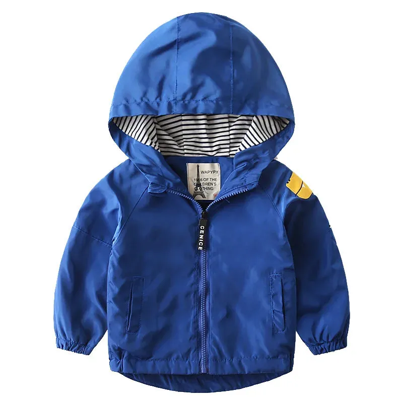 Cartoon Striped Children Hardshell Jacket For Boys