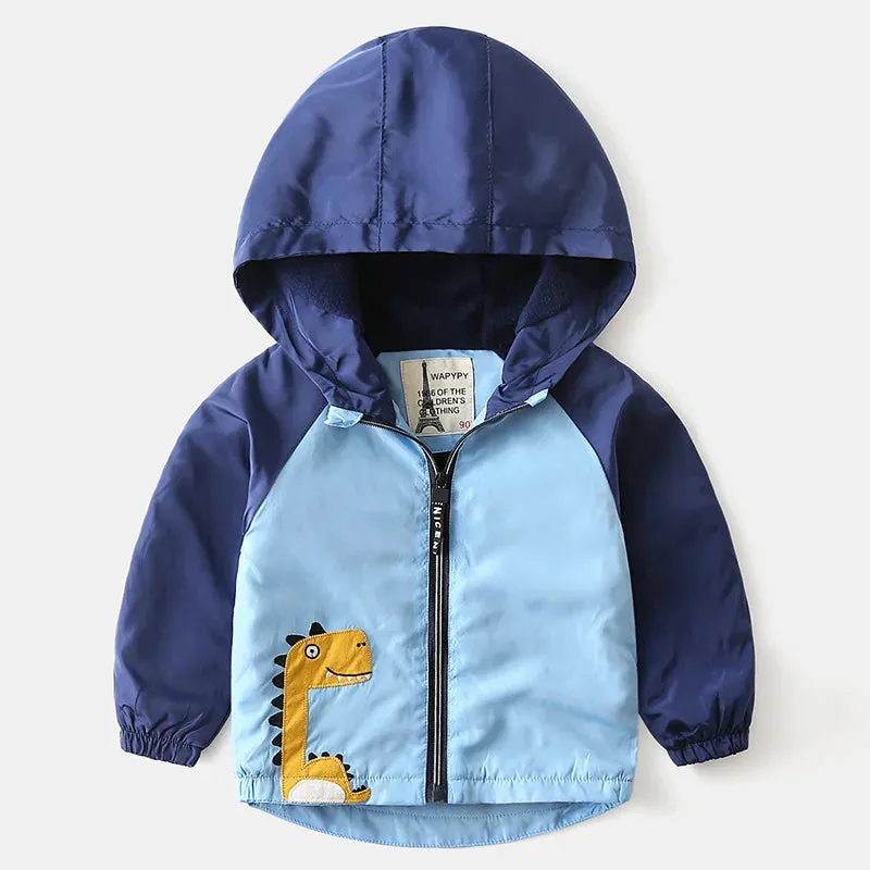 Cartoon Striped Children Hardshell Jacket For Boys