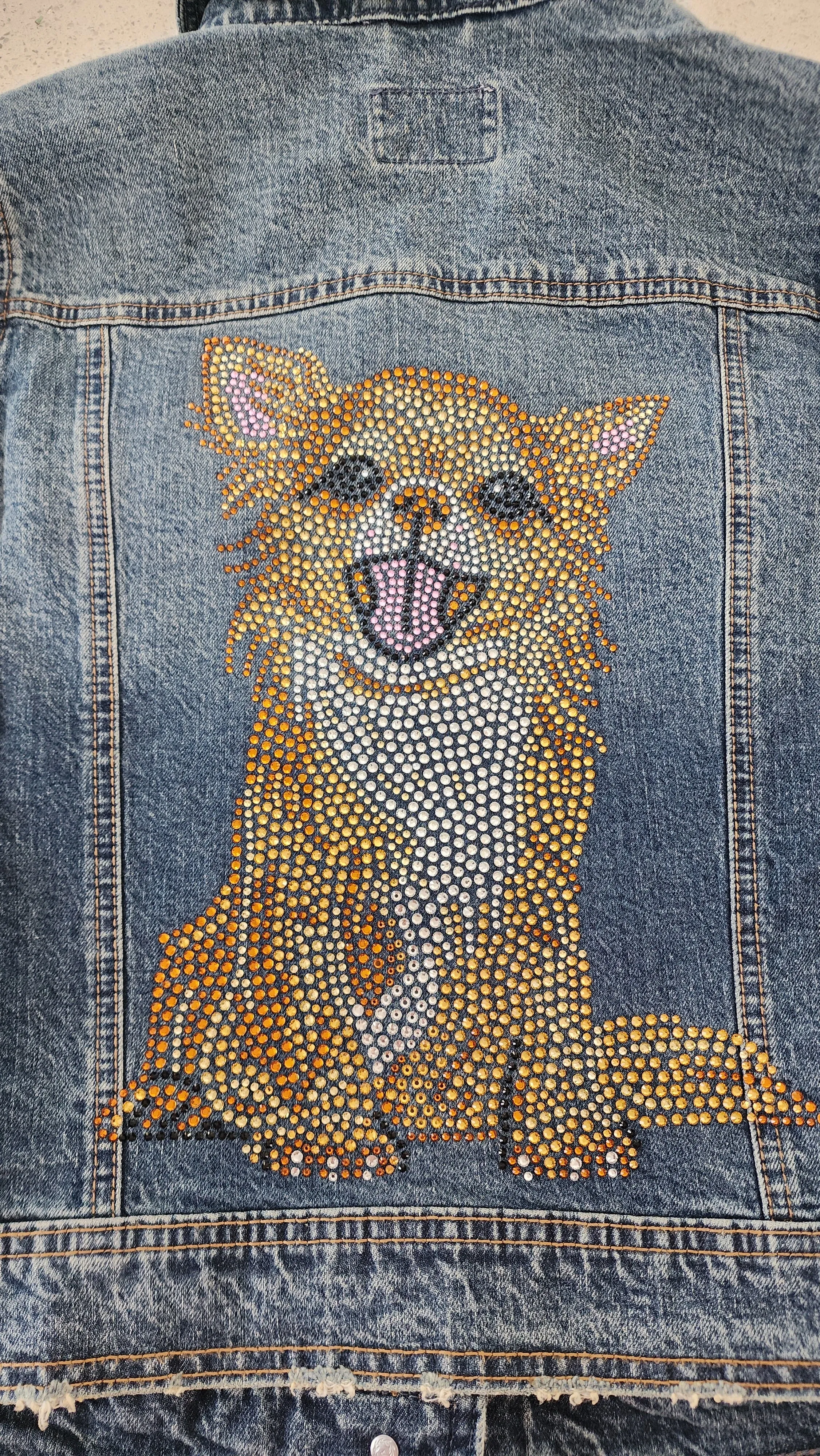 Chihuahua (Tan) Rhinestone Denim Jacket