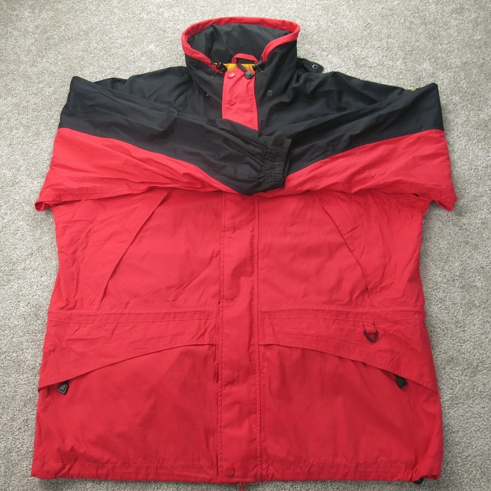 Columbia Jacket Men L Red Black Omni Tech Waterproof Breathable Windbreaker Coat