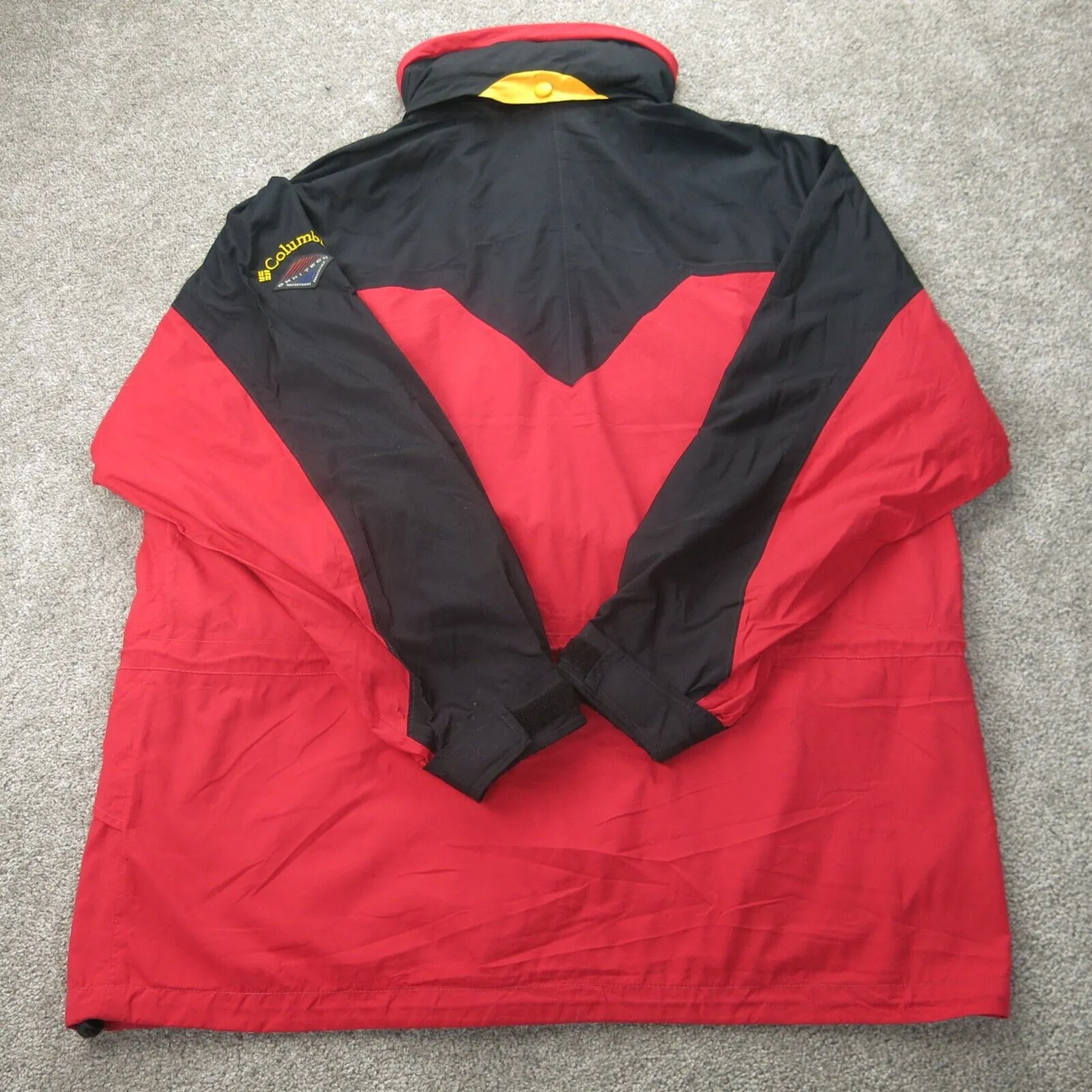 Columbia Jacket Men L Red Black Omni Tech Waterproof Breathable Windbreaker Coat
