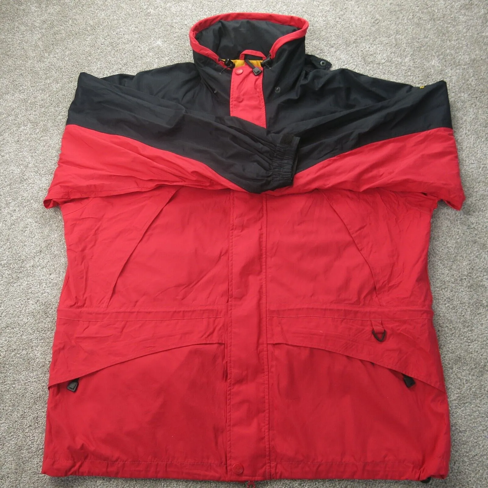 Columbia Jacket Men L Red Black Omni Tech Waterproof Breathable Windbreaker Coat