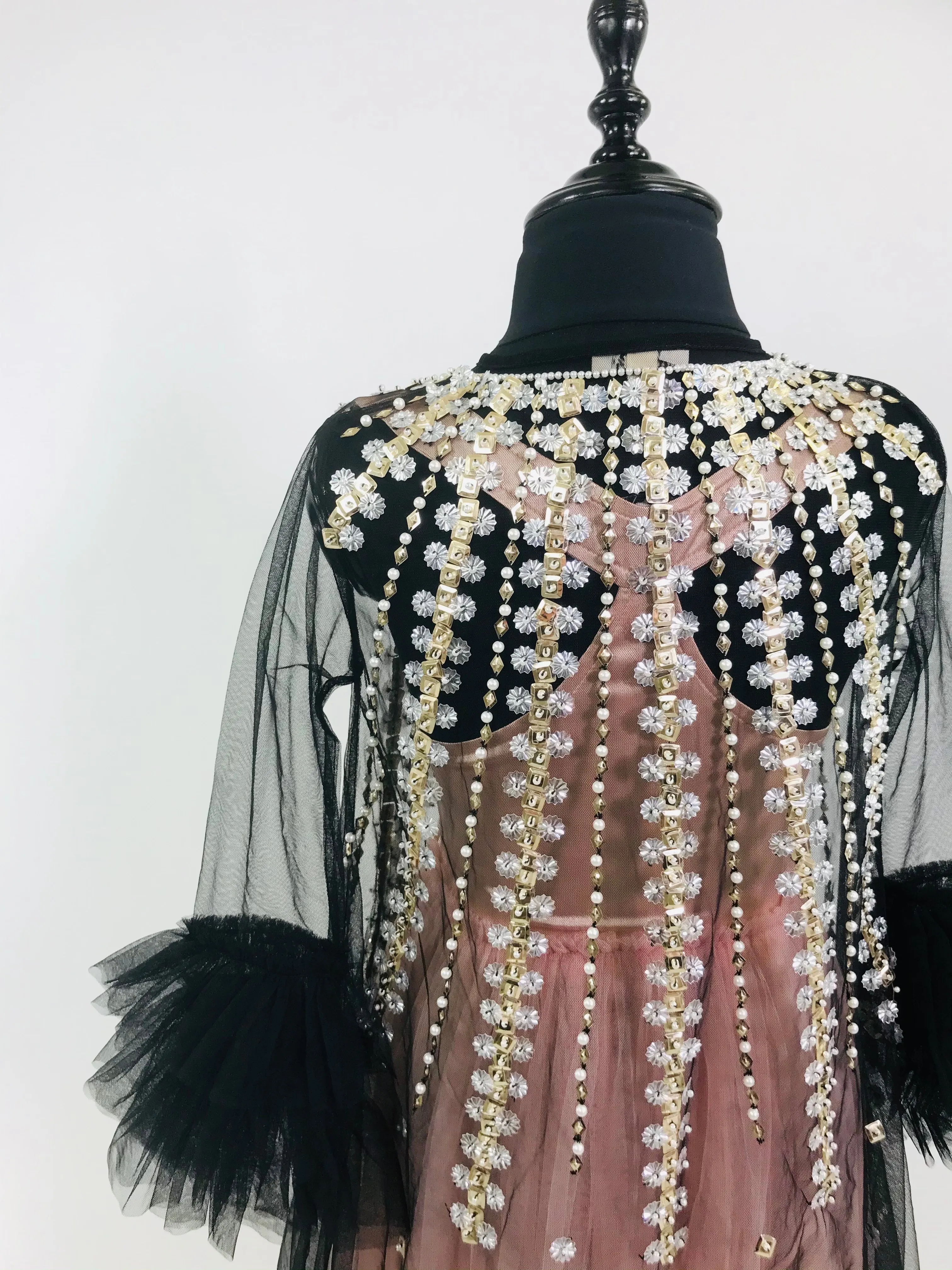DOLLY GOLIGHTLY BREAKFAST @ TIFFANY'S 'shining' maxi cape black