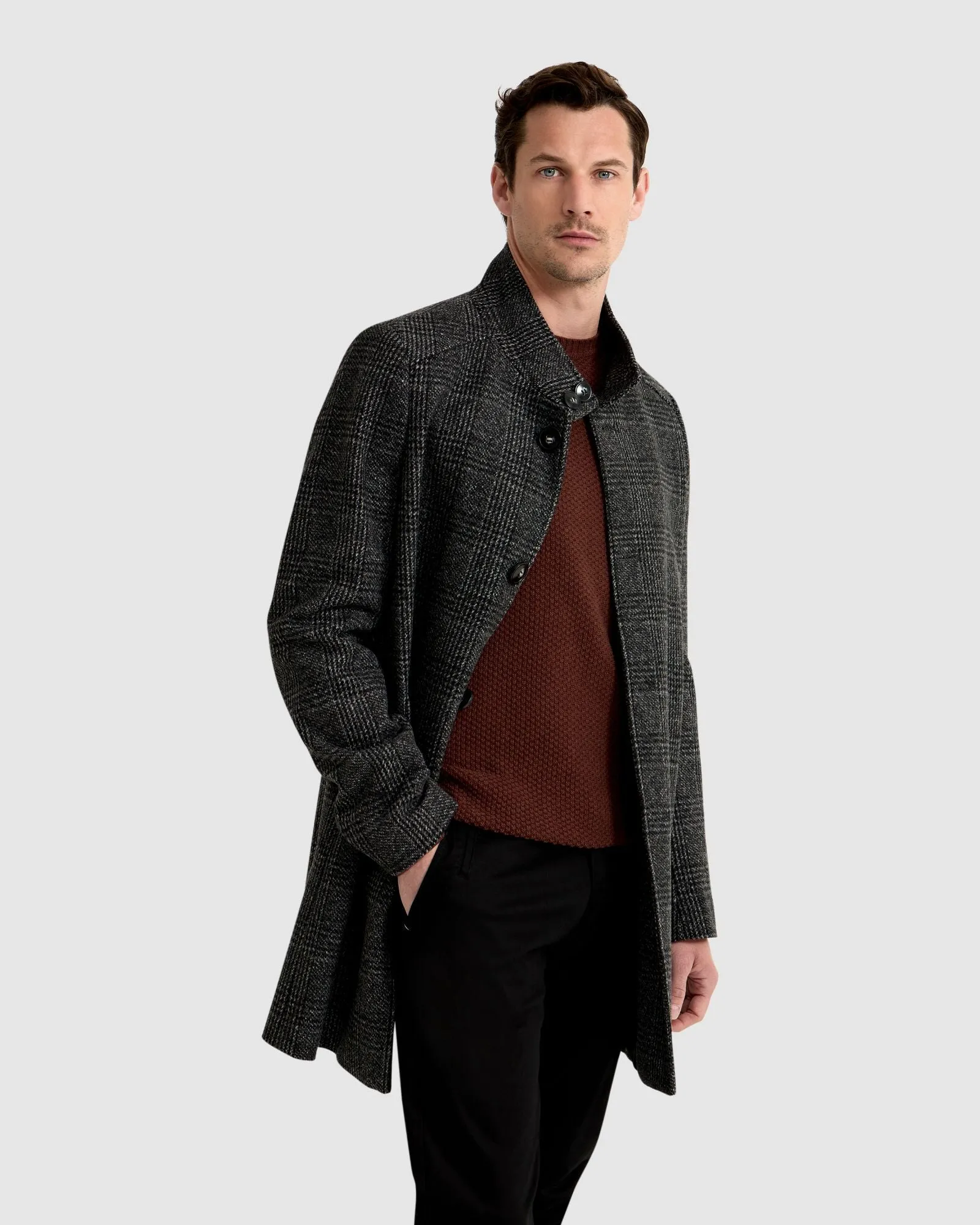 Dunbar Wool Rich Check Overcoat