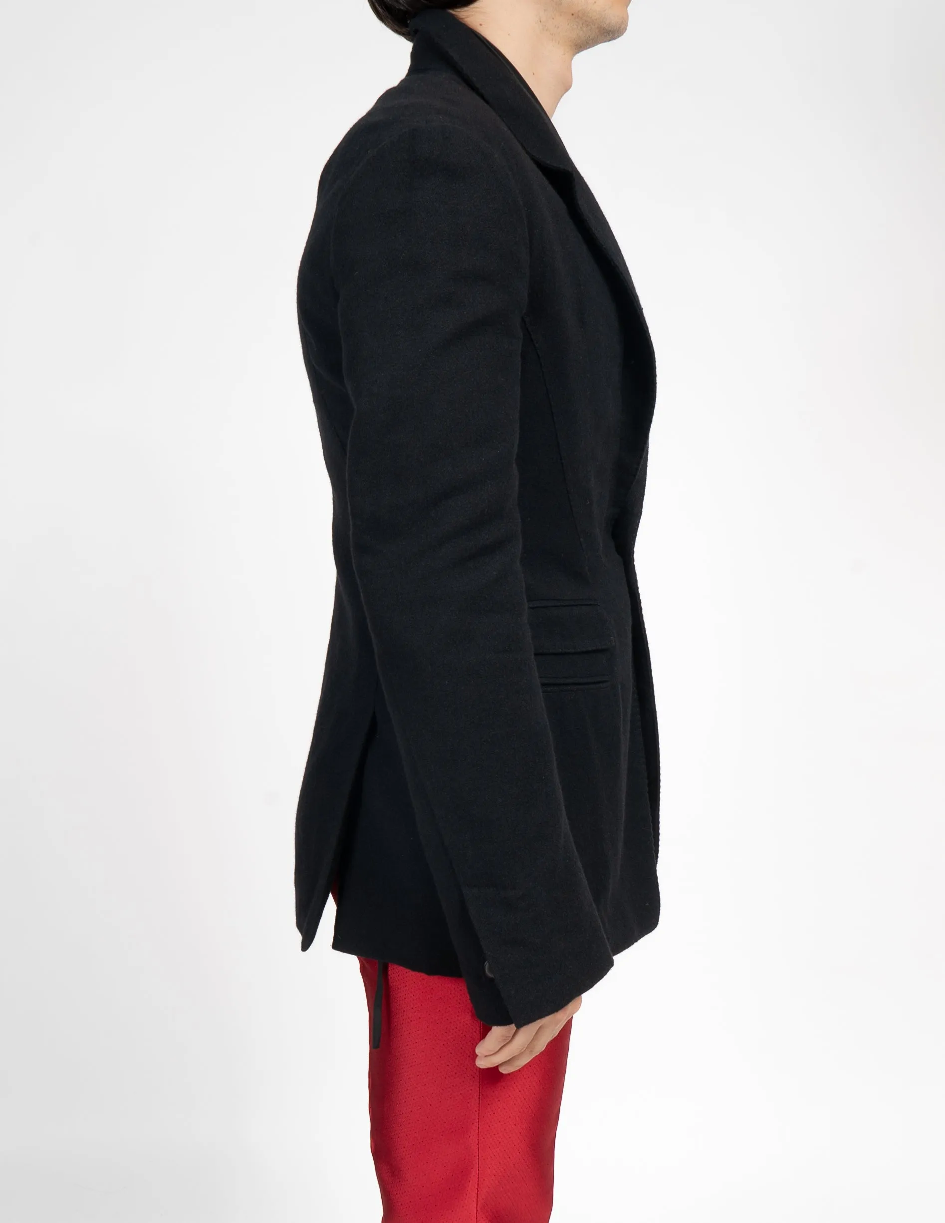 FW16 Military Blazer in Black Wool