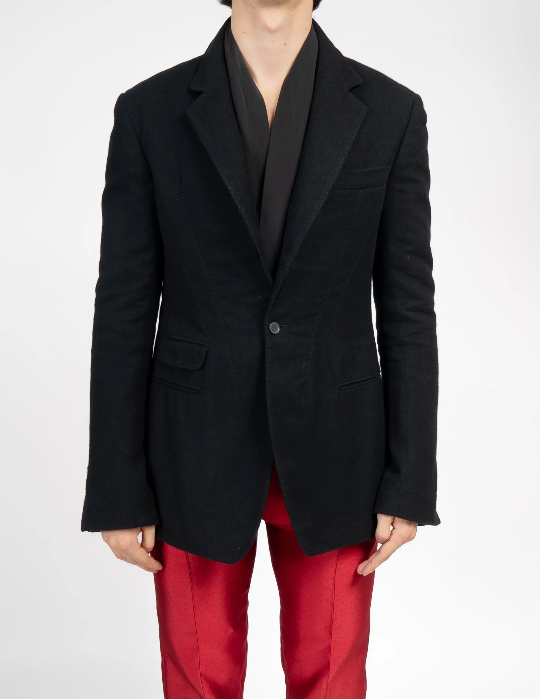 FW16 Military Blazer in Black Wool