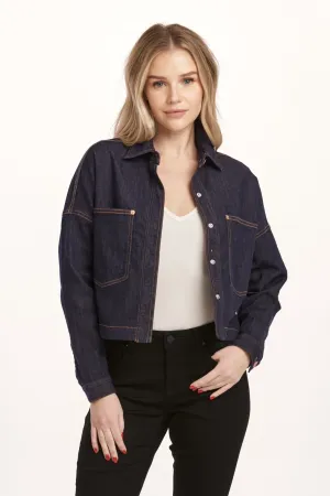 GINA CROPPED DENIM SHIRT JACKET DARK DENIM