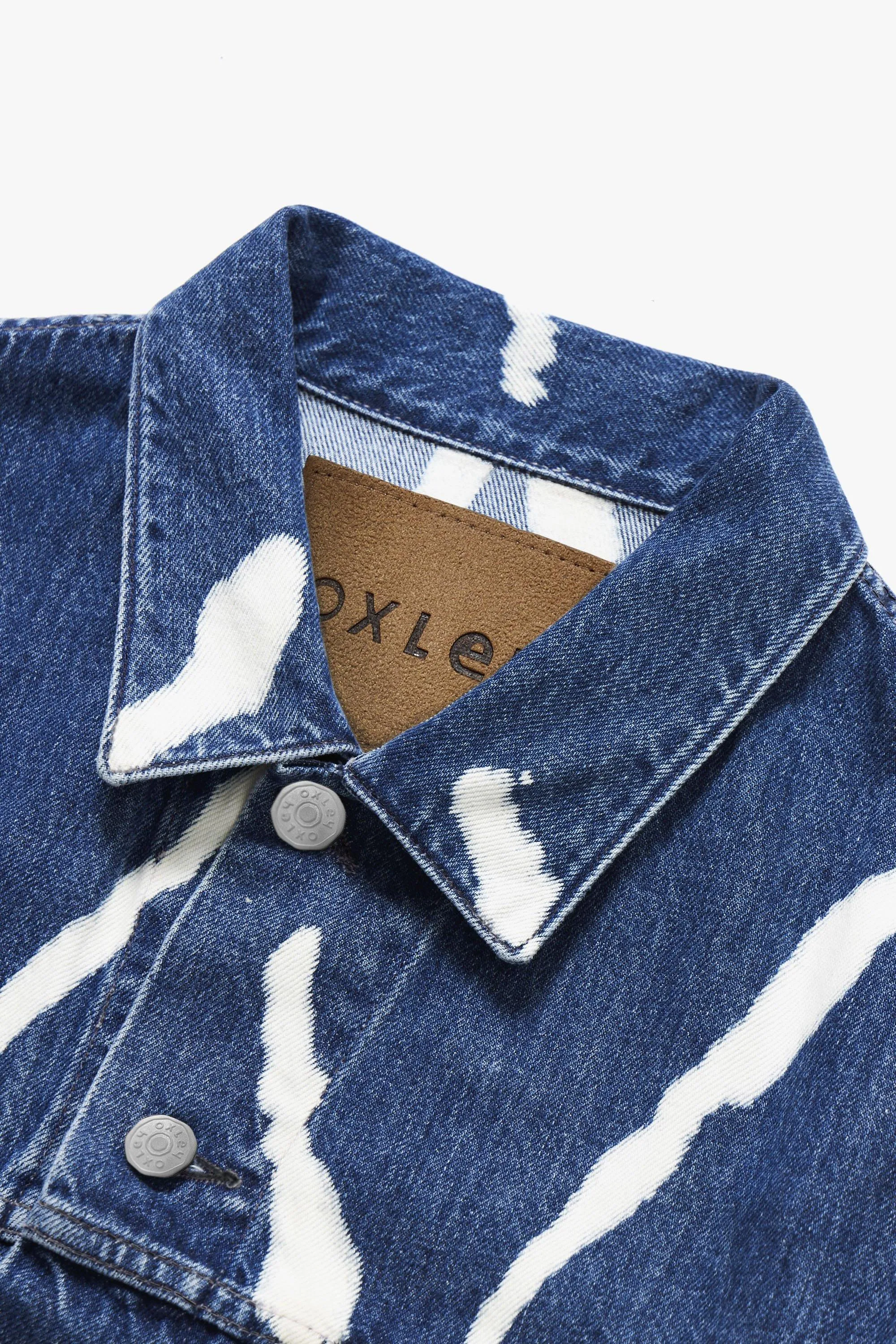 HAND PRINTED ORGANIC COTTON DENIM JACKET