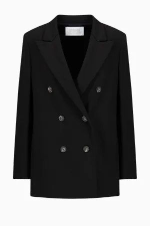 Harris Wharf Slouchy Peacoat Techno Viscose - Black
