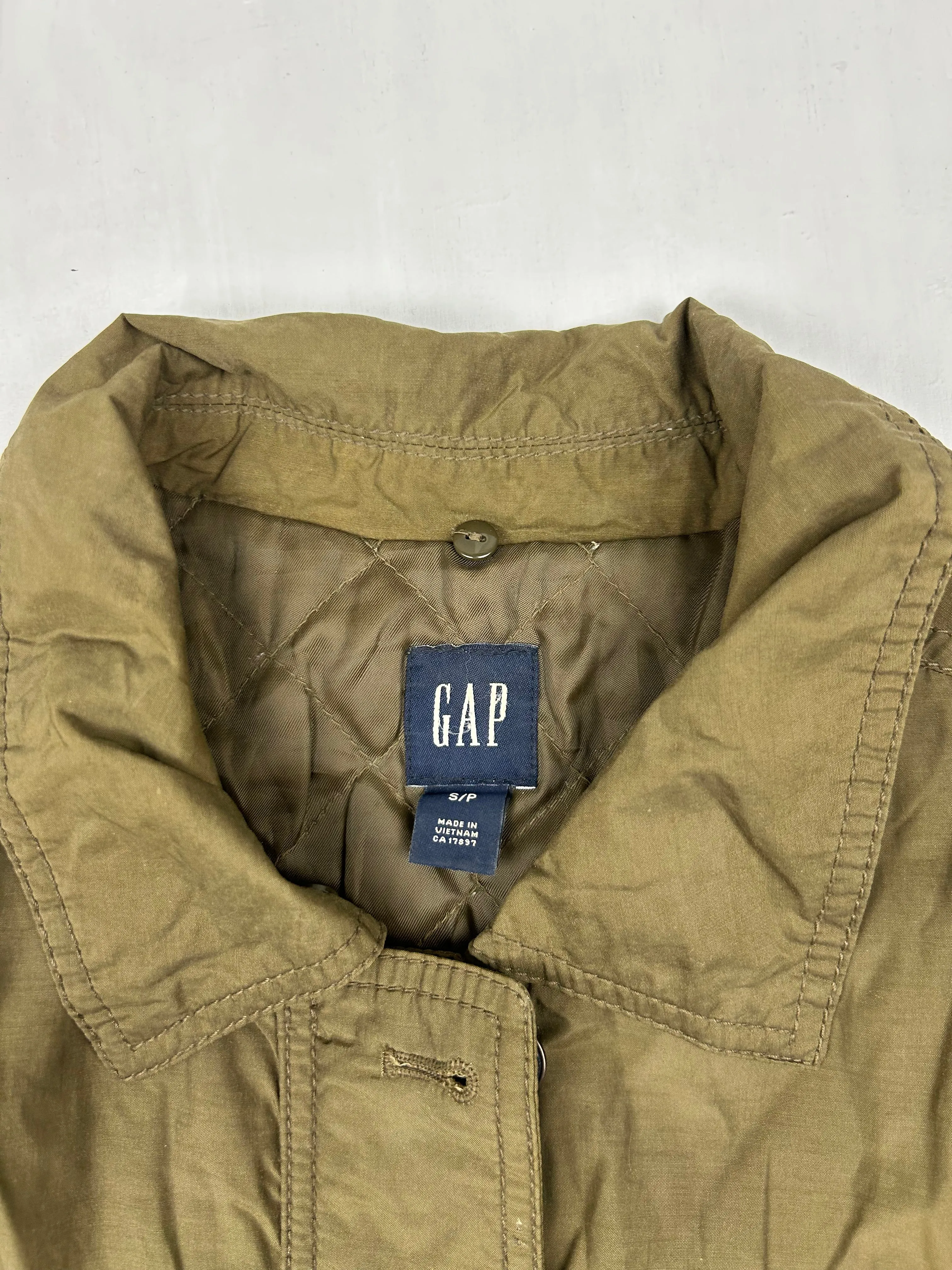 Khaki utility zip up biker jacket (S/M)