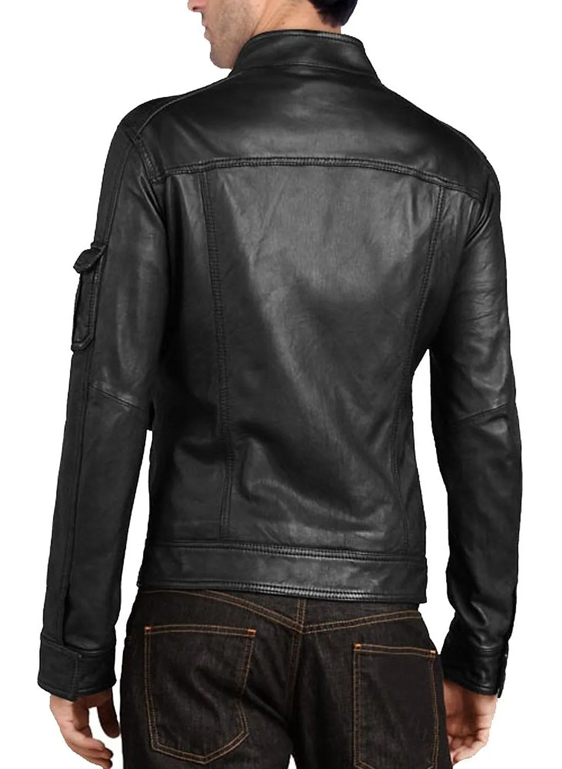 Leather Jackets Hub Mens Genuine Cowhide Leather Jacket (Black, Officer Jacket) - 1501593