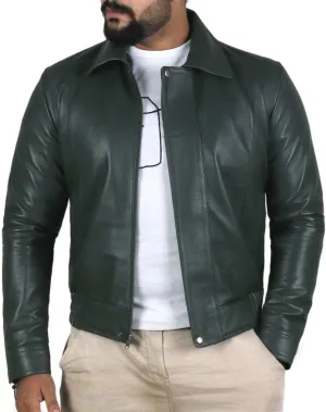 Leather Jackets Hub Mens Genuine Lambskin Leather Coat (Black, Aviator Jacket) - 1501305