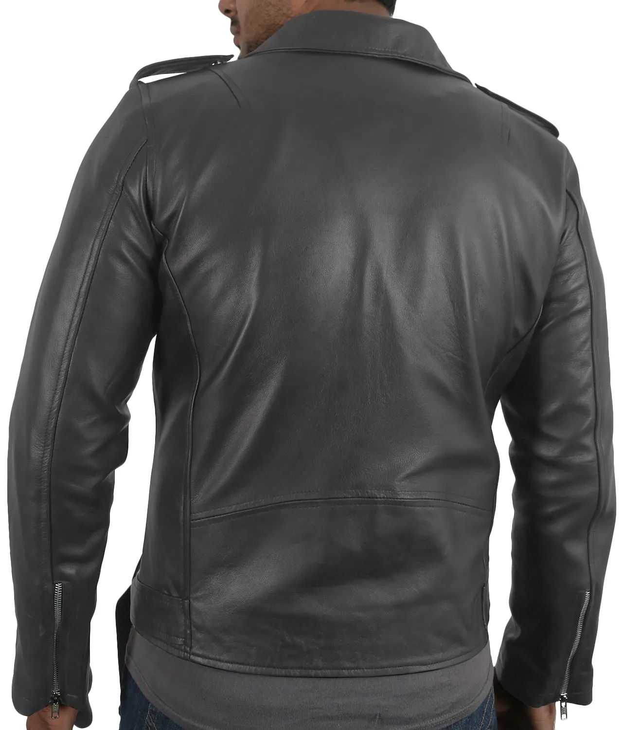 Leather Jackets Hub Mens Genuine Lambskin Leather Jacket (Black, Double Rider Jacket) - 1501031