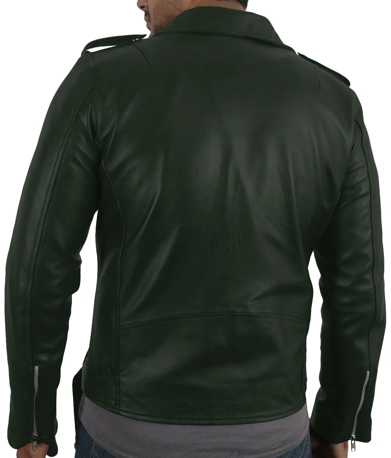 Leather Jackets Hub Mens Genuine Lambskin Leather Jacket (Black, Double Rider Jacket) - 1501031