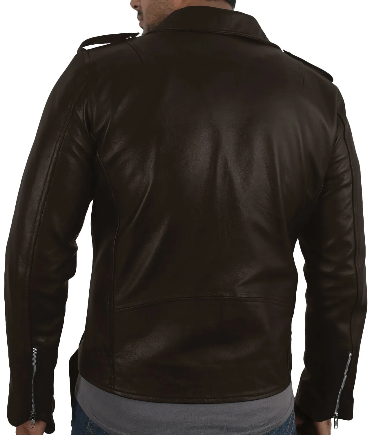 Leather Jackets Hub Mens Genuine Lambskin Leather Jacket (Black, Double Rider Jacket) - 1501031