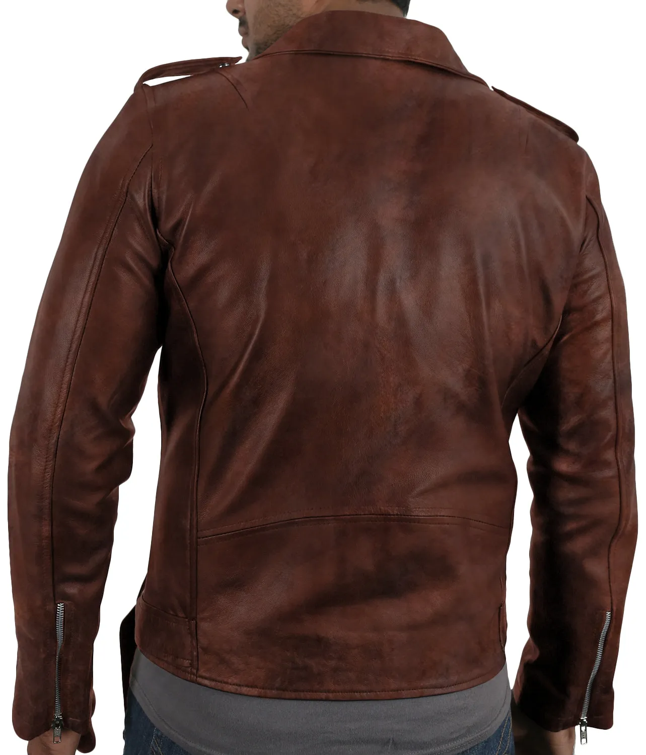Leather Jackets Hub Mens Genuine Lambskin Leather Jacket (Black, Double Rider Jacket) - 1501031