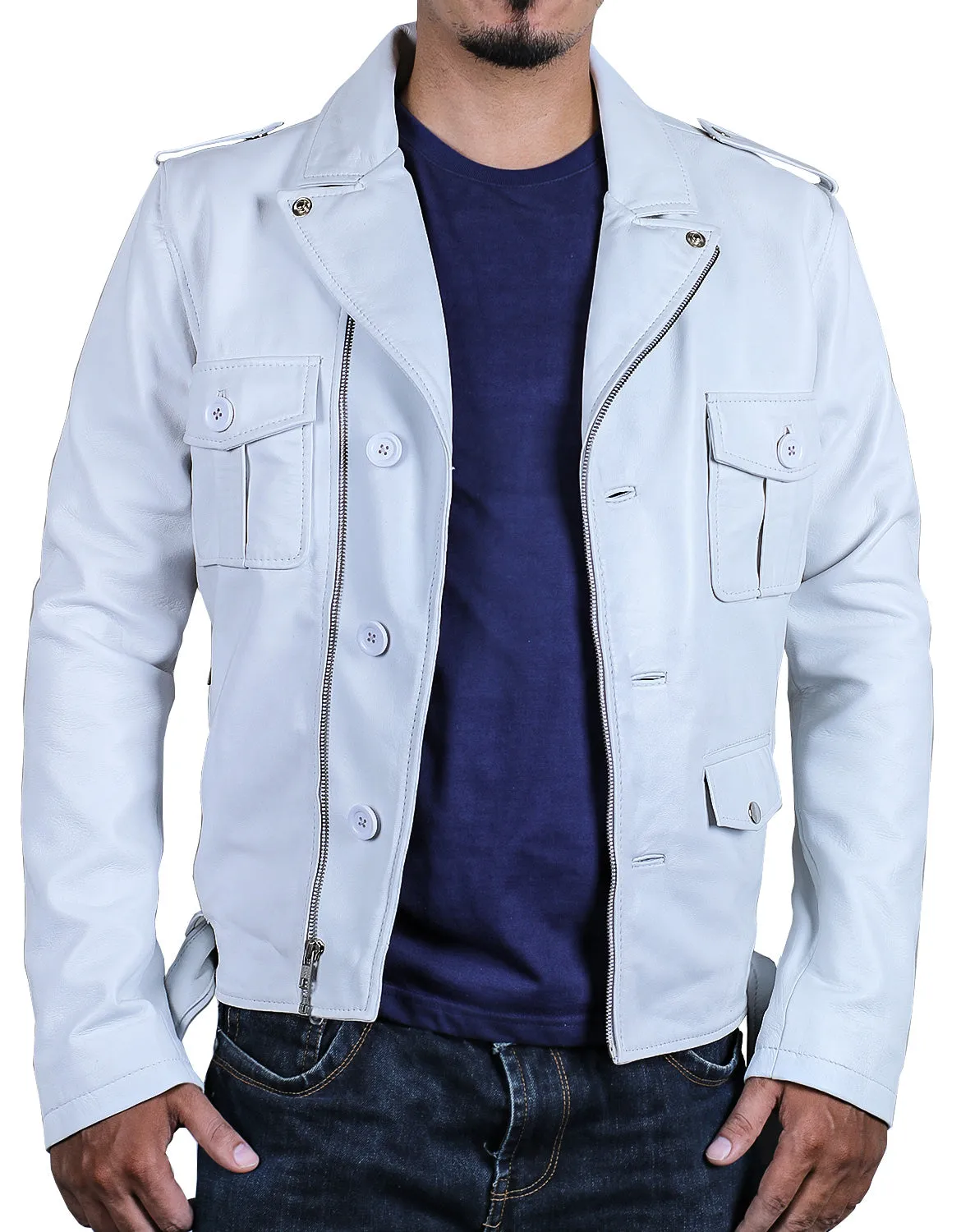 Leather Jackets Hub Mens Genuine Lambskin Leather Jacket (Black, Double Rider Jacket) - 1501031