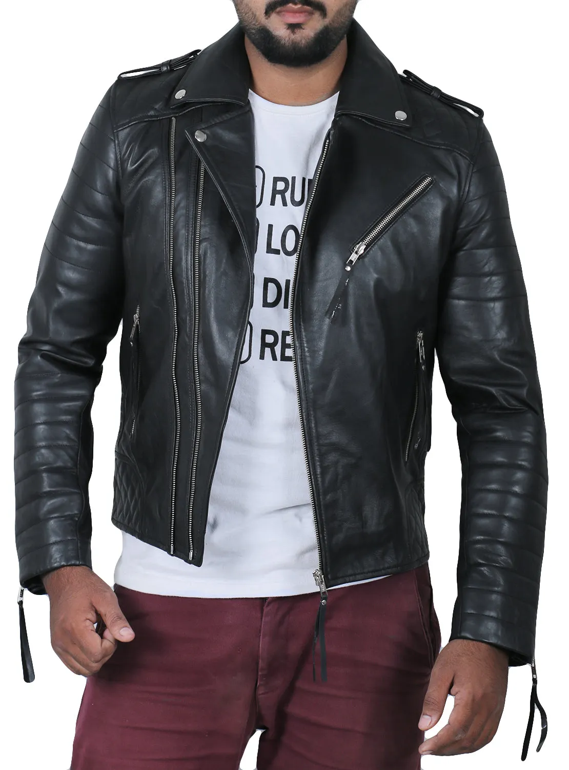 Leather Jackets Hub Mens Genuine Lambskin Leather Jacket (Black, Fencing Jacket) - 1501073