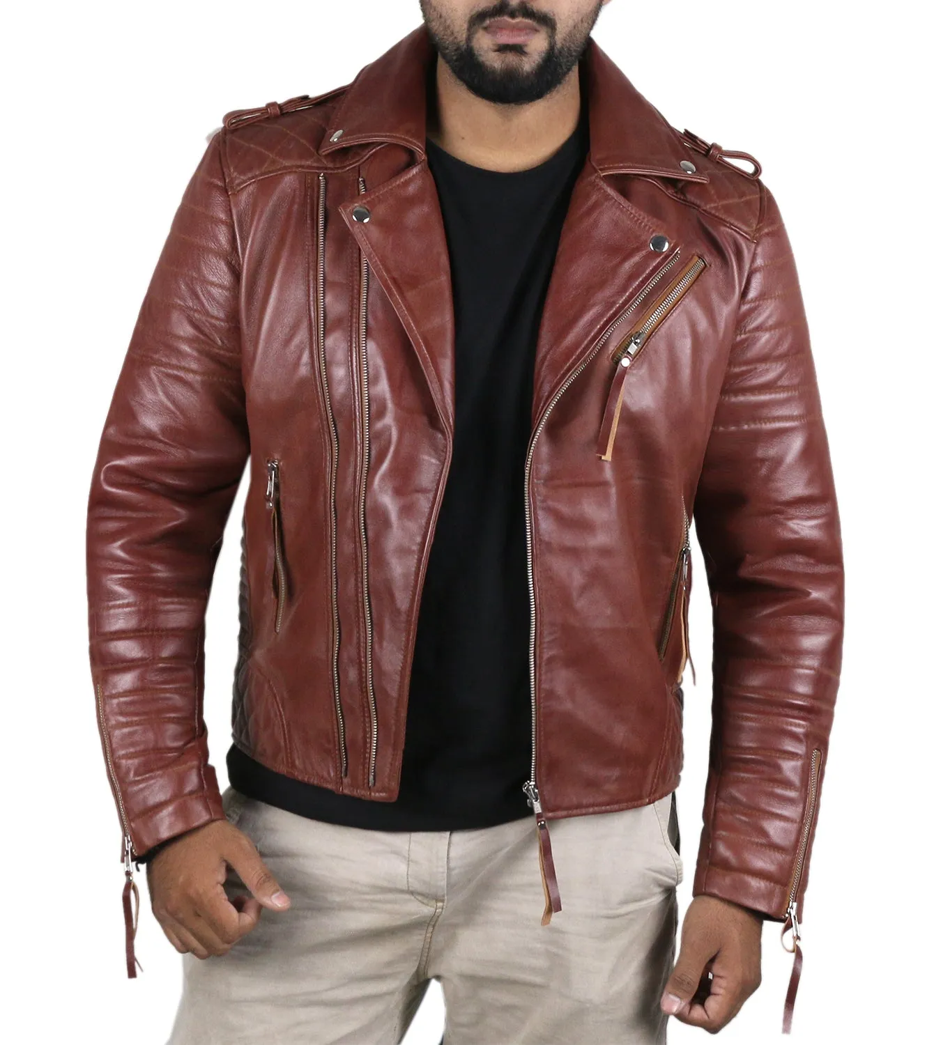 Leather Jackets Hub Mens Genuine Lambskin Leather Jacket (Black, Fencing Jacket) - 1501073