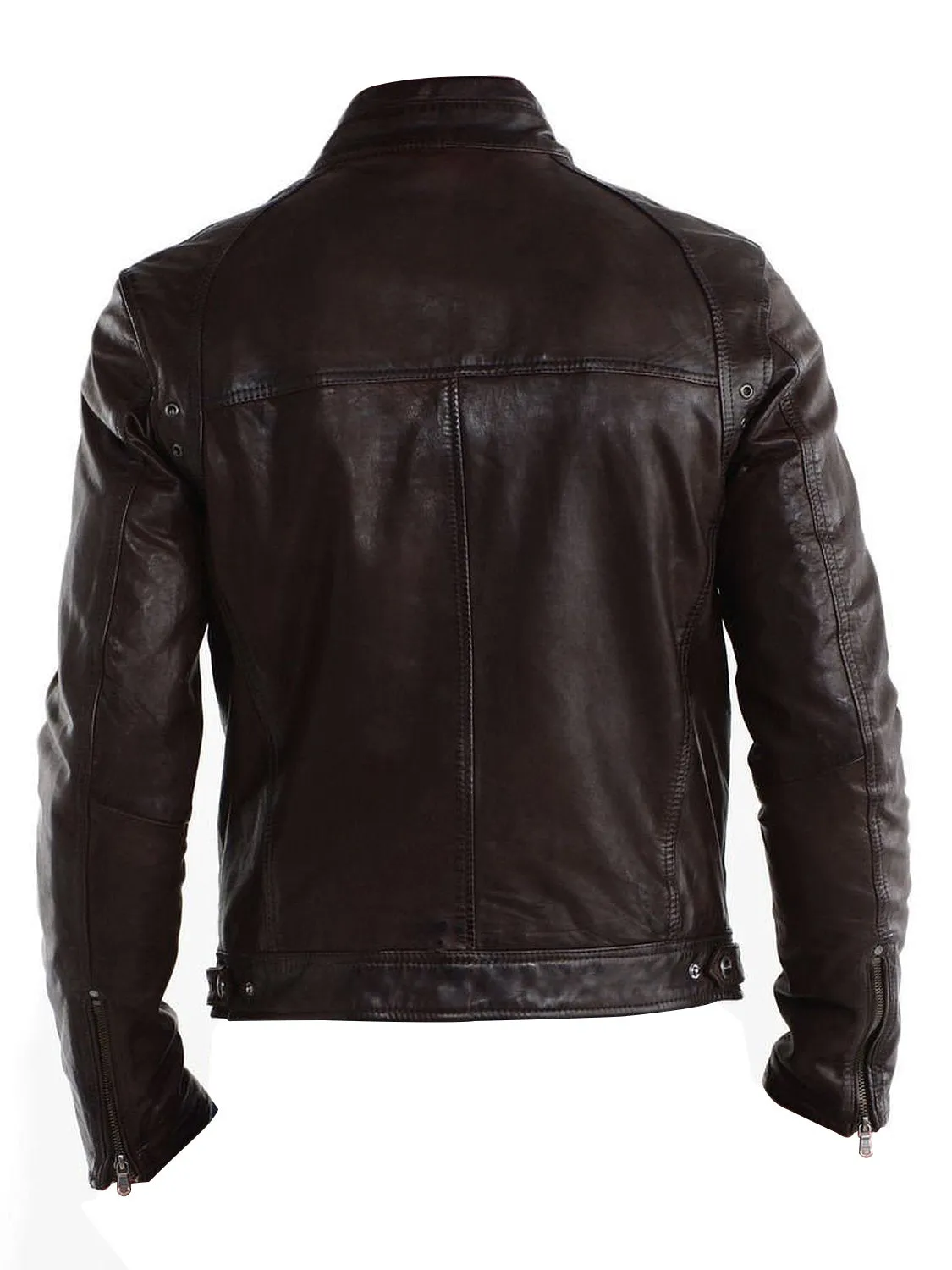 Leather Jackets Hub Mens Genuine Lambskin Leather Jacket (Black, Racer Jacket) - 1501233