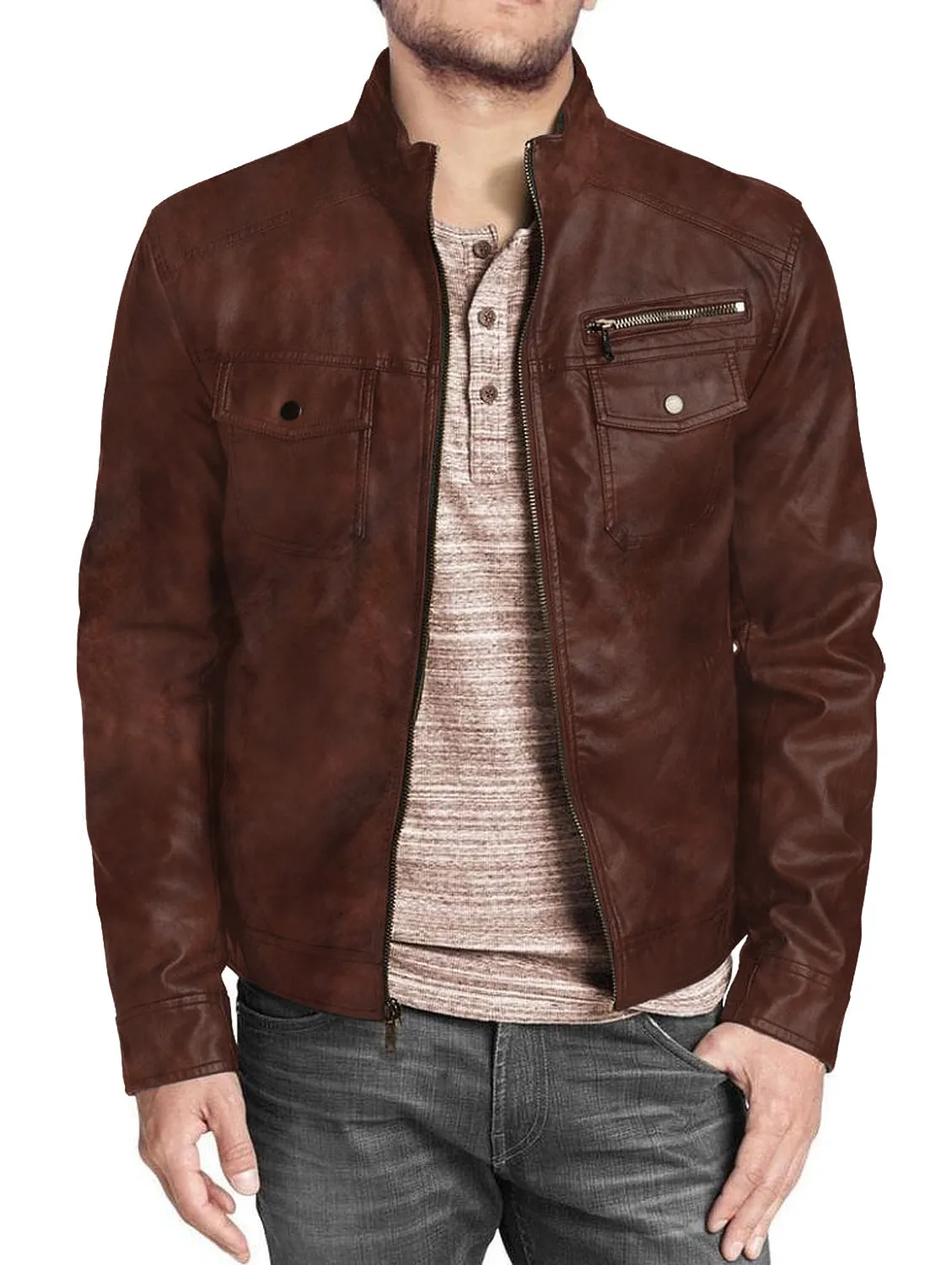 Leather Jackets Hub Mens Genuine Lambskin Leather Jacket (Black, Regal Jacket) - 1501332