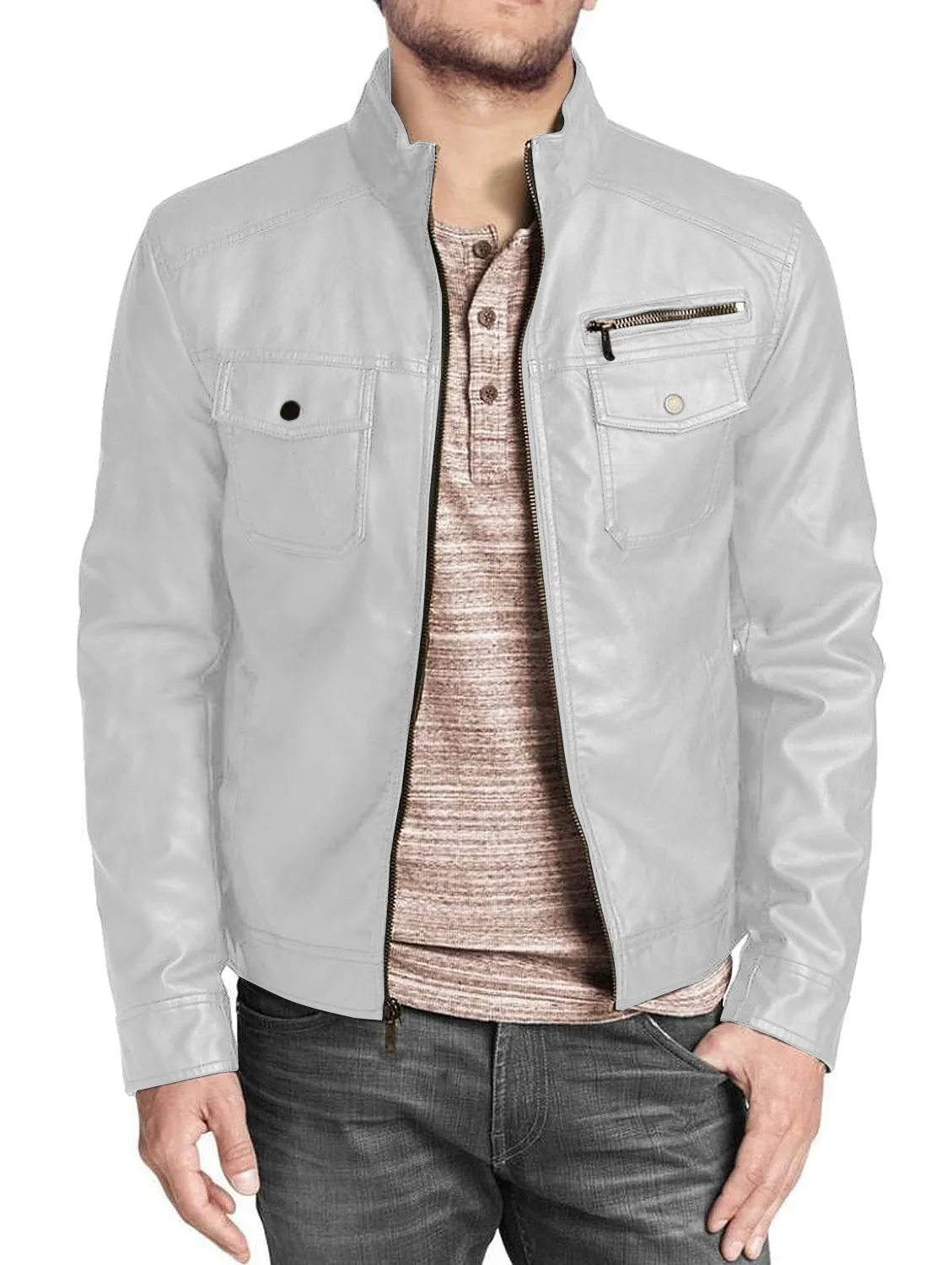 Leather Jackets Hub Mens Genuine Lambskin Leather Jacket (Black, Regal Jacket) - 1501332