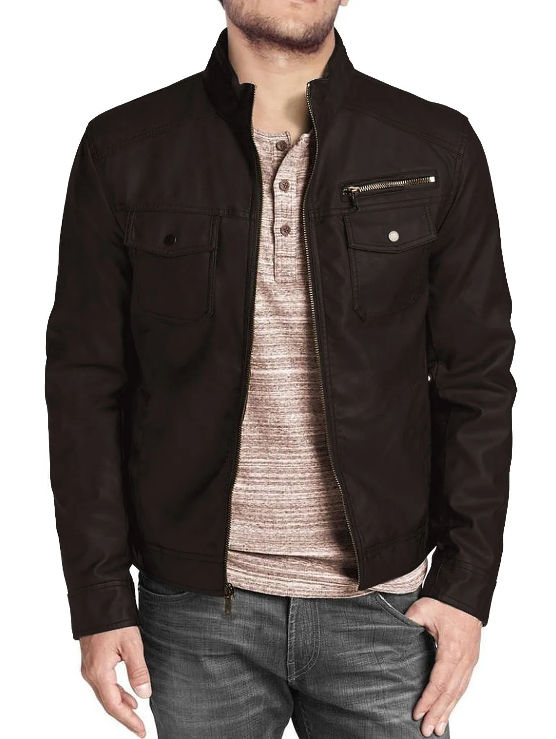 Leather Jackets Hub Mens Genuine Lambskin Leather Jacket (Black, Regal Jacket) - 1501332