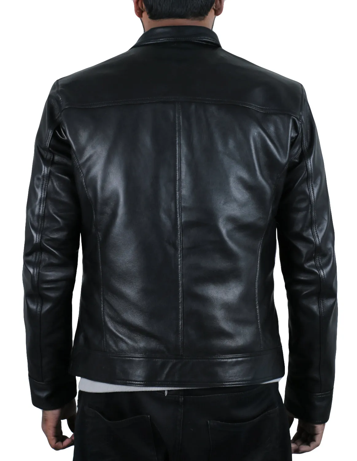 Leather Jackets Hub Mens Genuine Lambskin Leather Jacket (Black, Regal Jacket) - 1501332