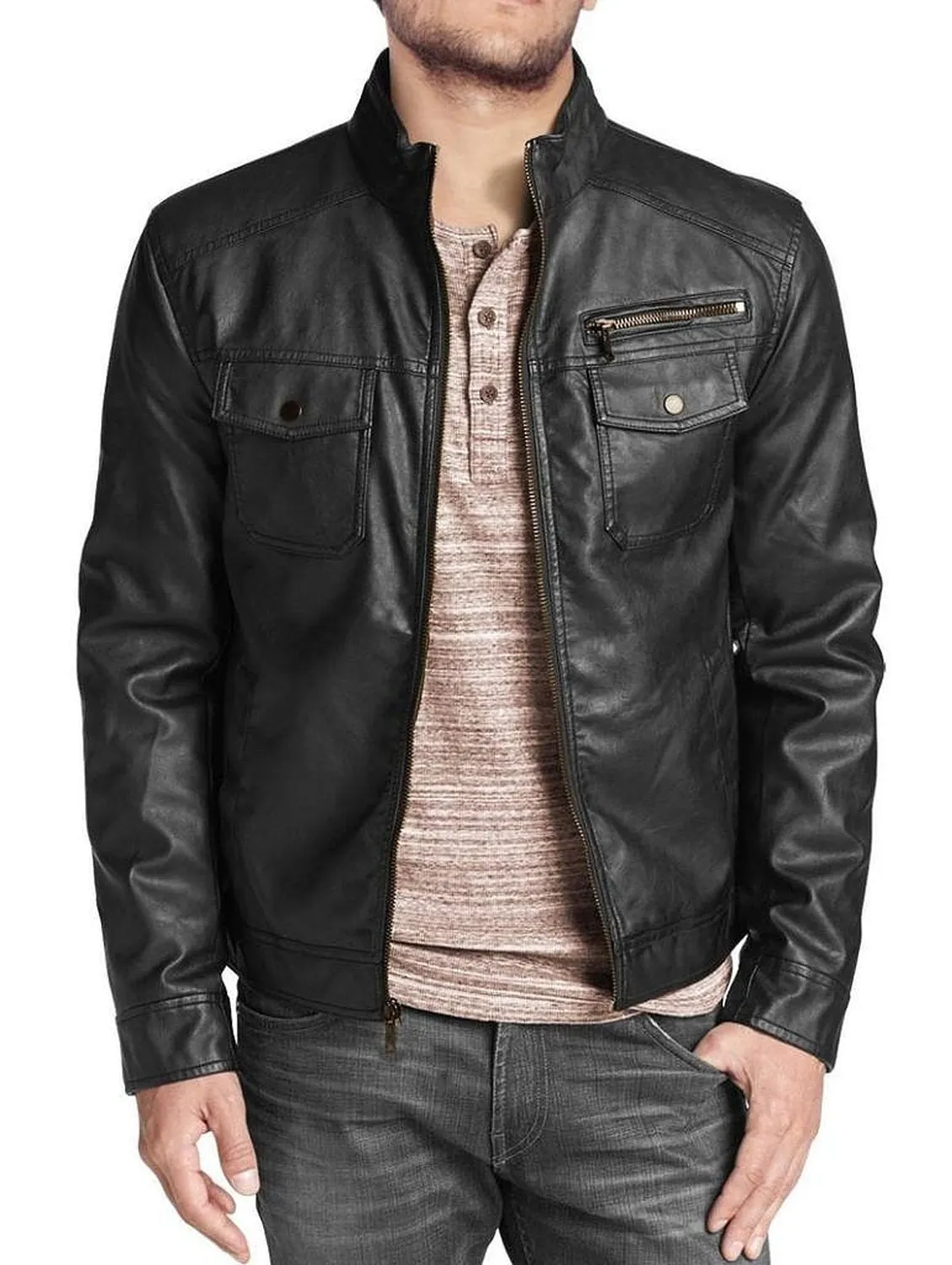 Leather Jackets Hub Mens Genuine Lambskin Leather Jacket (Black, Regal Jacket) - 1501332