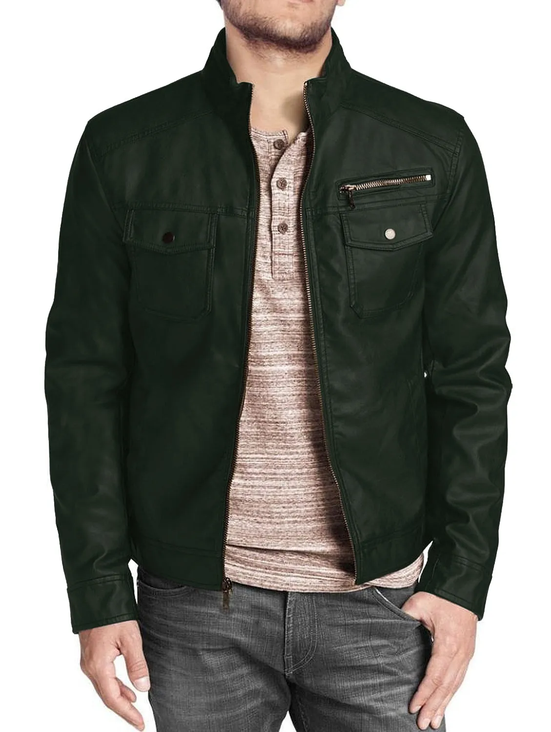Leather Jackets Hub Mens Genuine Lambskin Leather Jacket (Black, Regal Jacket) - 1501332