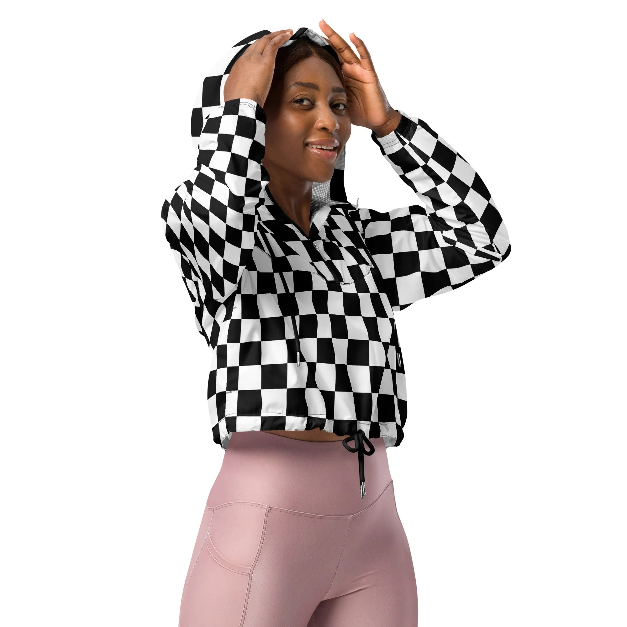 Meli Mix Signatured Checkered Women’s cropped windbreaker