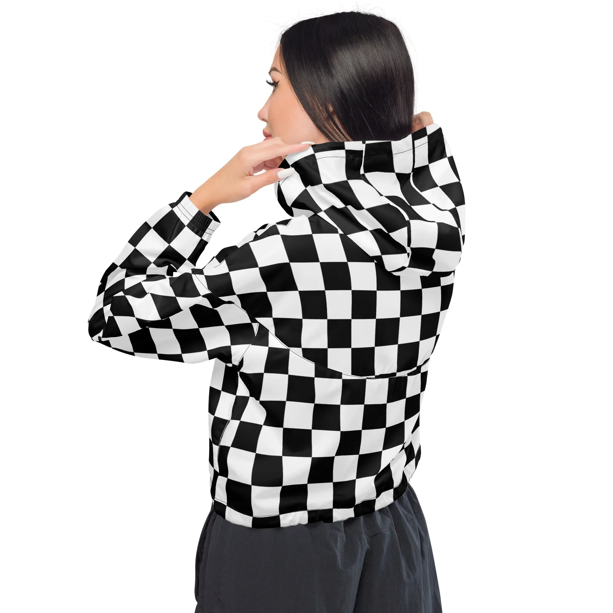 Meli Mix Signatured Checkered Women’s cropped windbreaker