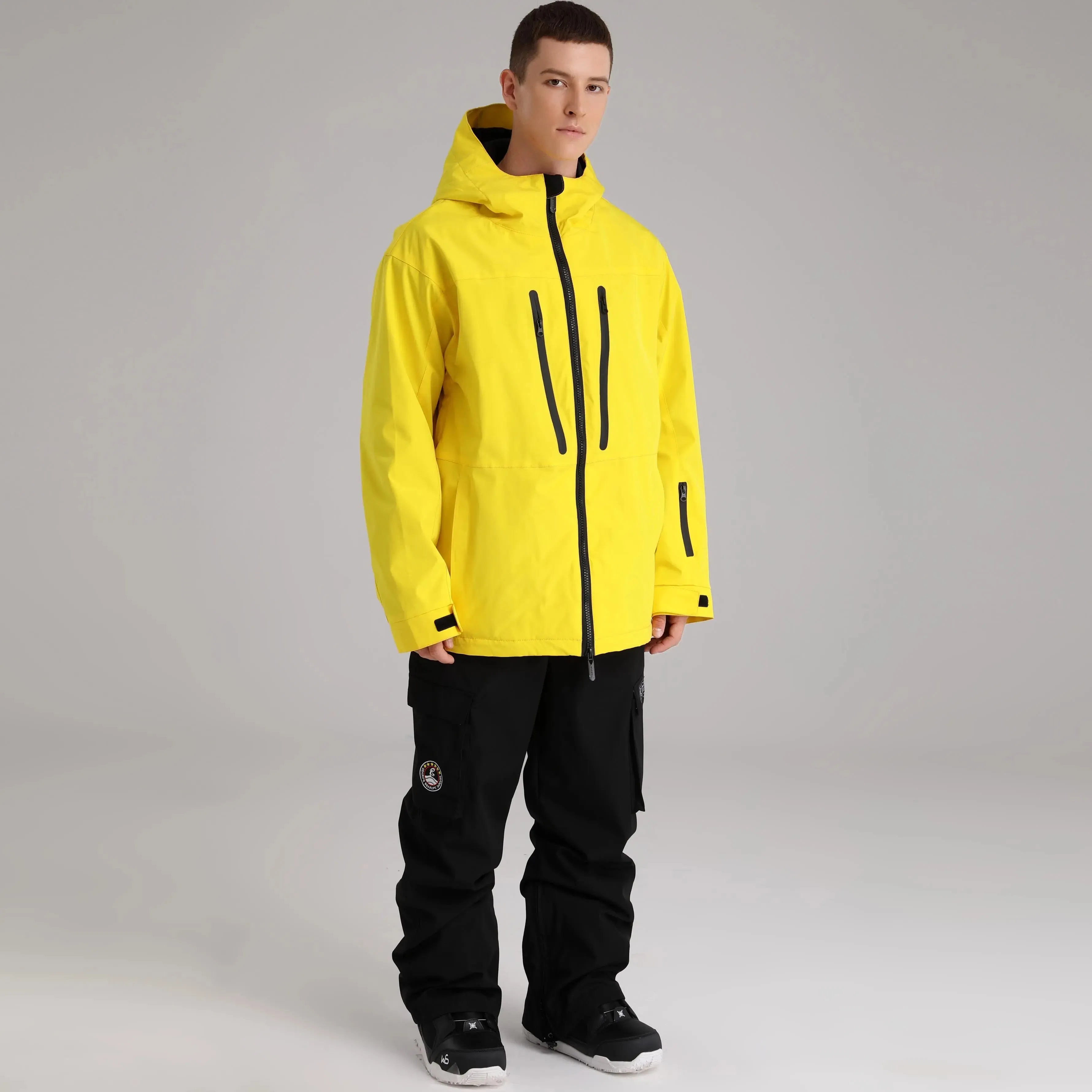 Men Zip Windbreaker Ski Shell Jacket Hooded Snow Coat
